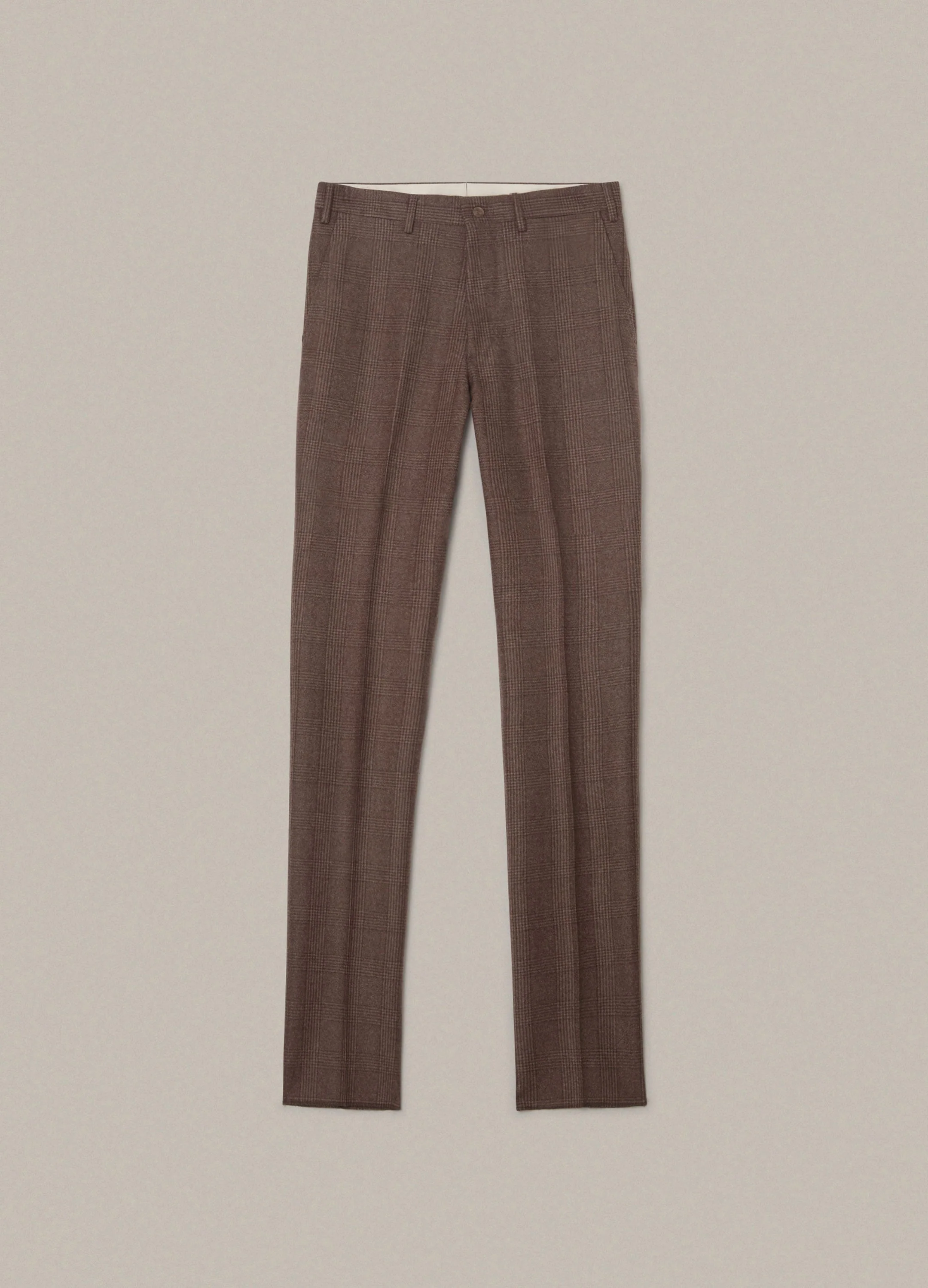 Alf Glencheck Flannel Trousers - Brown - Image 3