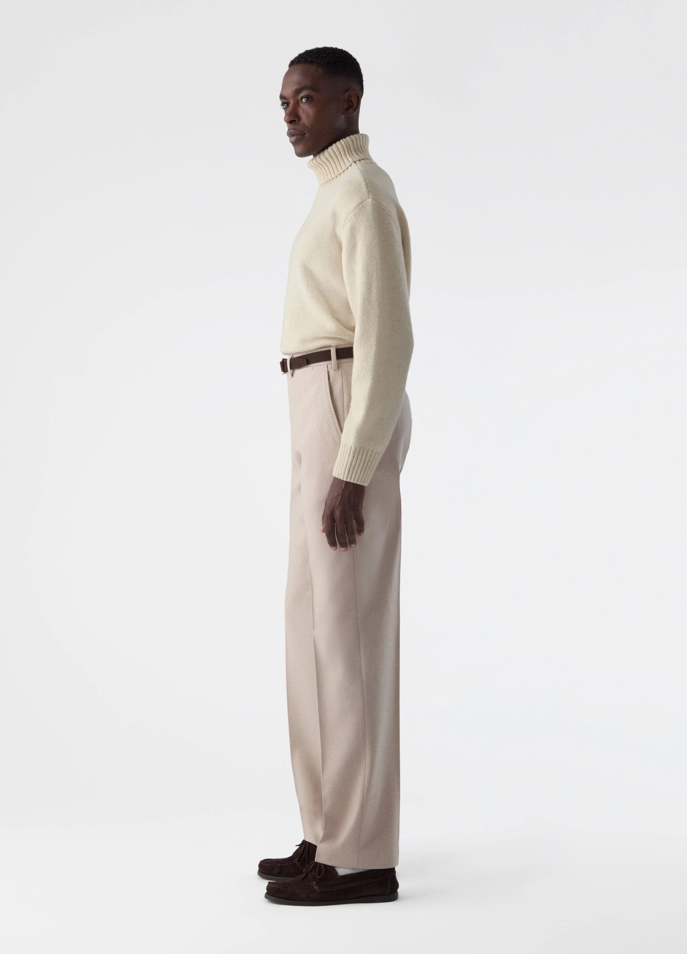 Alfie Flannel Trousers - Ecru - Image 3