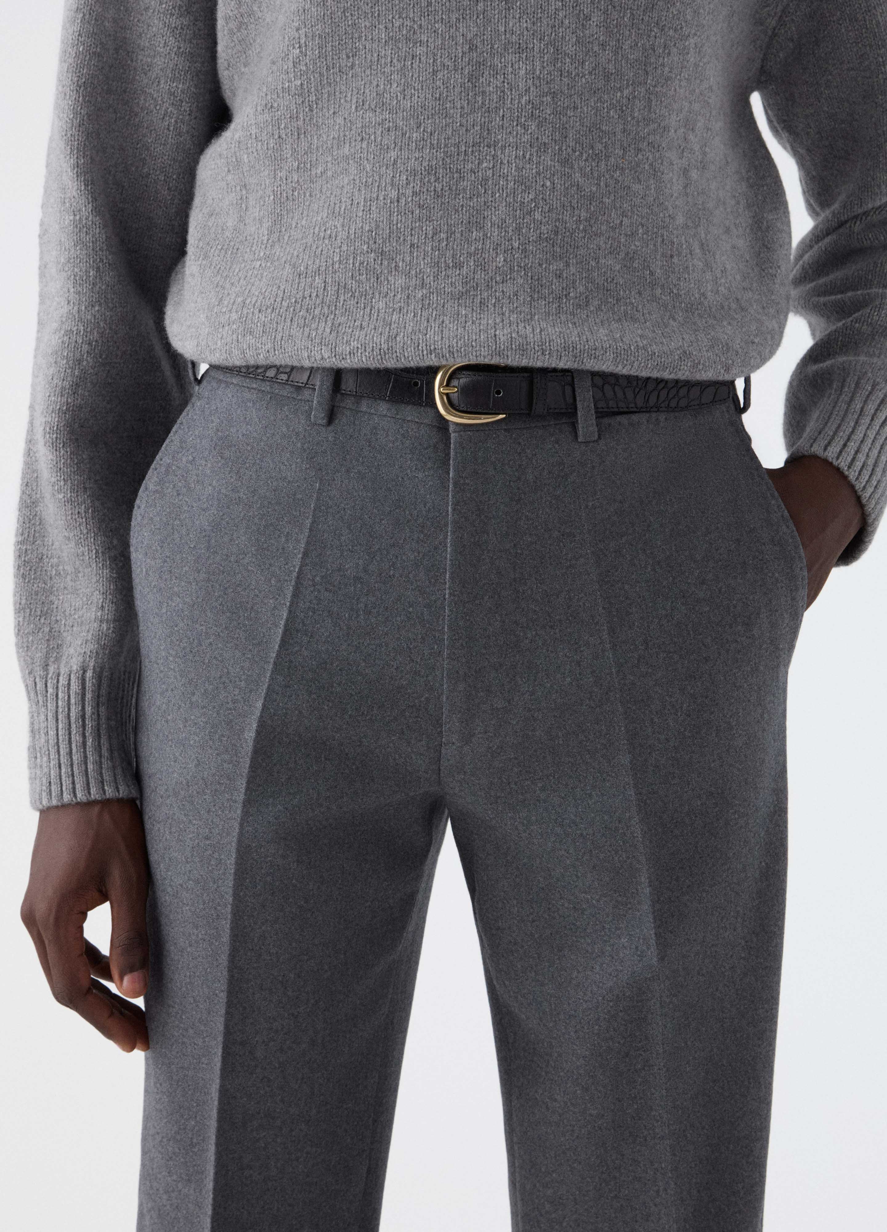 Alfie Flannel Trousers - Mid Grey - Image 2