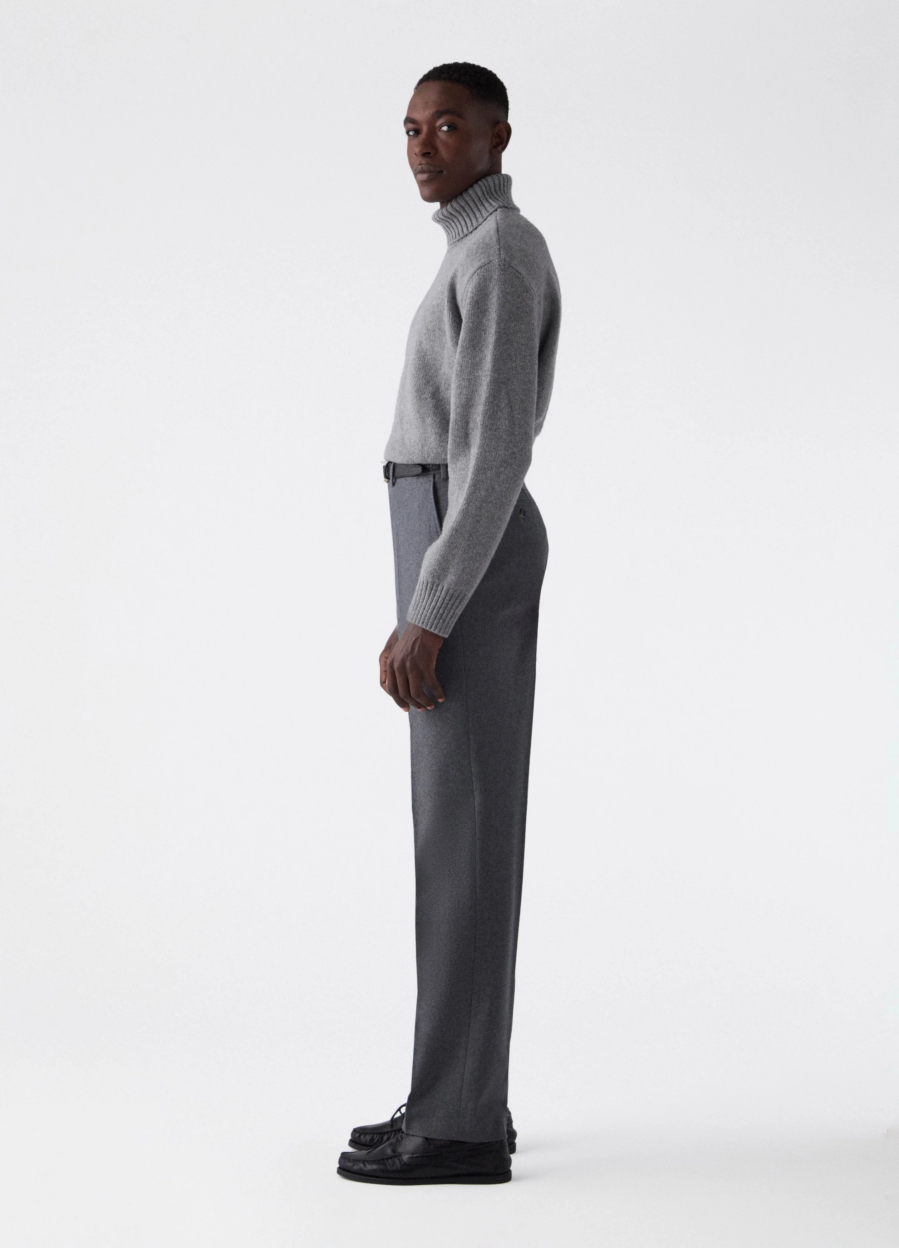 Alfie Flannel Trousers - Mid Grey - Image 3