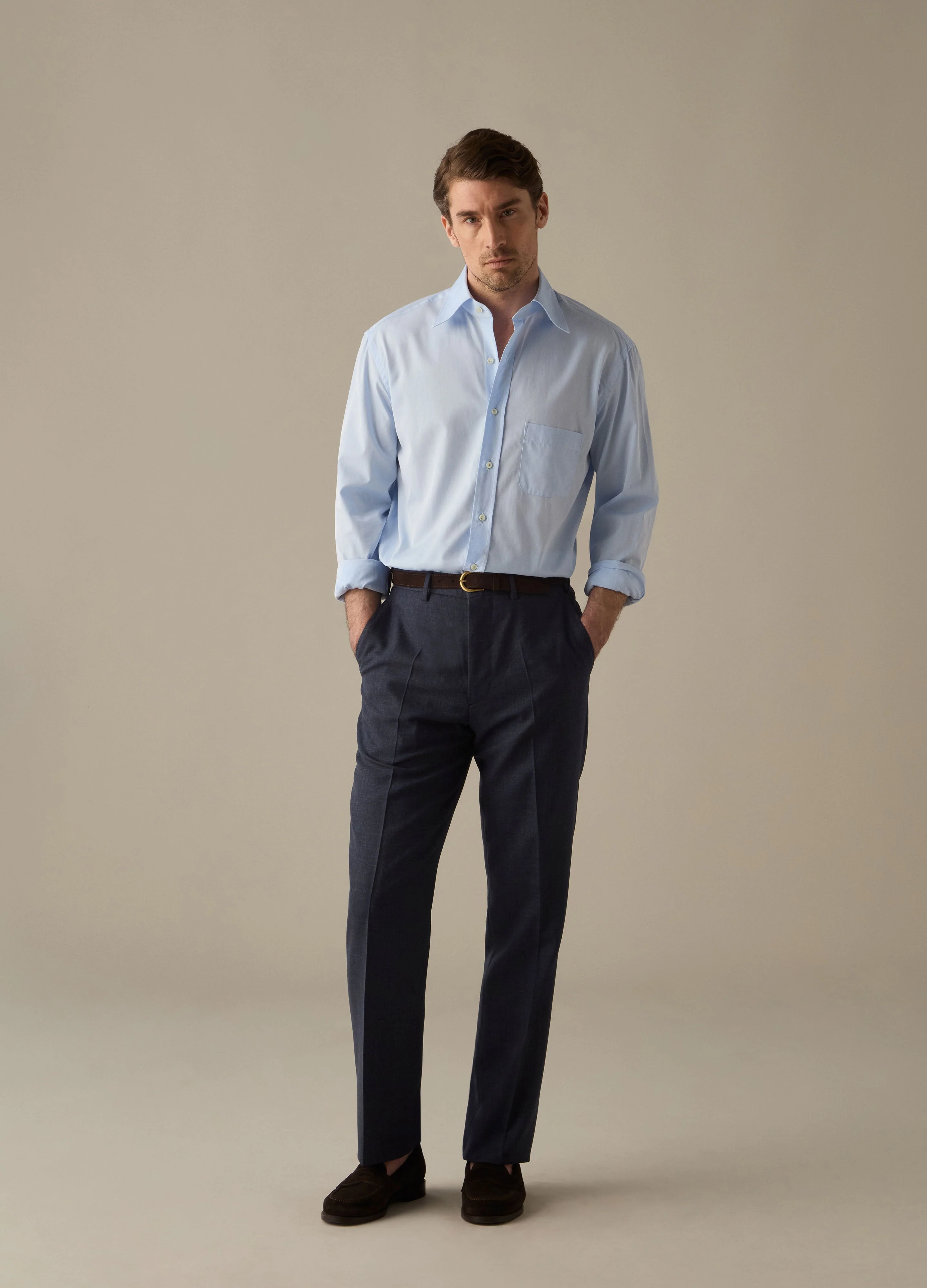 Alfie High Twist Wool Trousers - Air Force Blue