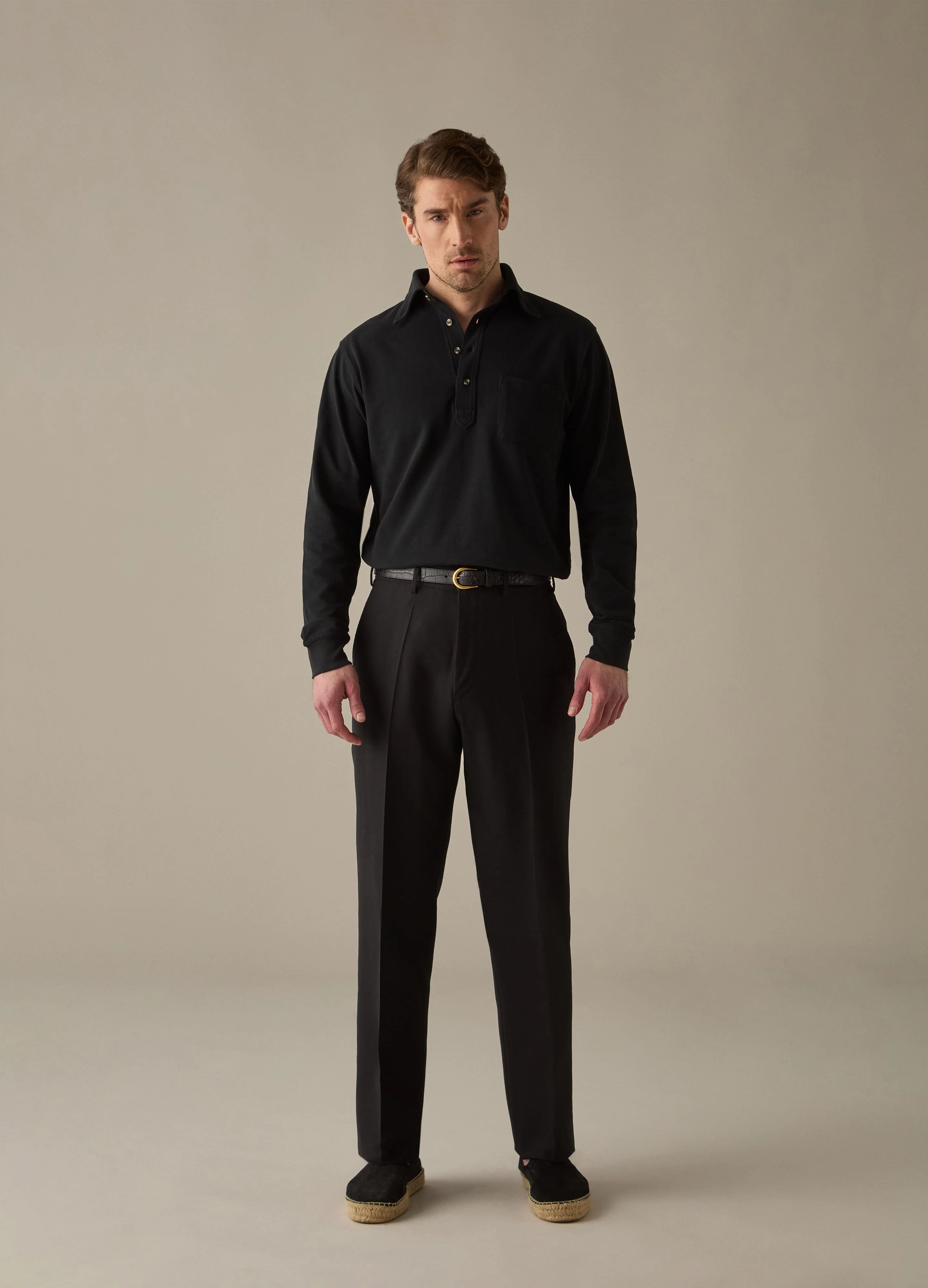 Alfie High Twist Wool Trousers - Black