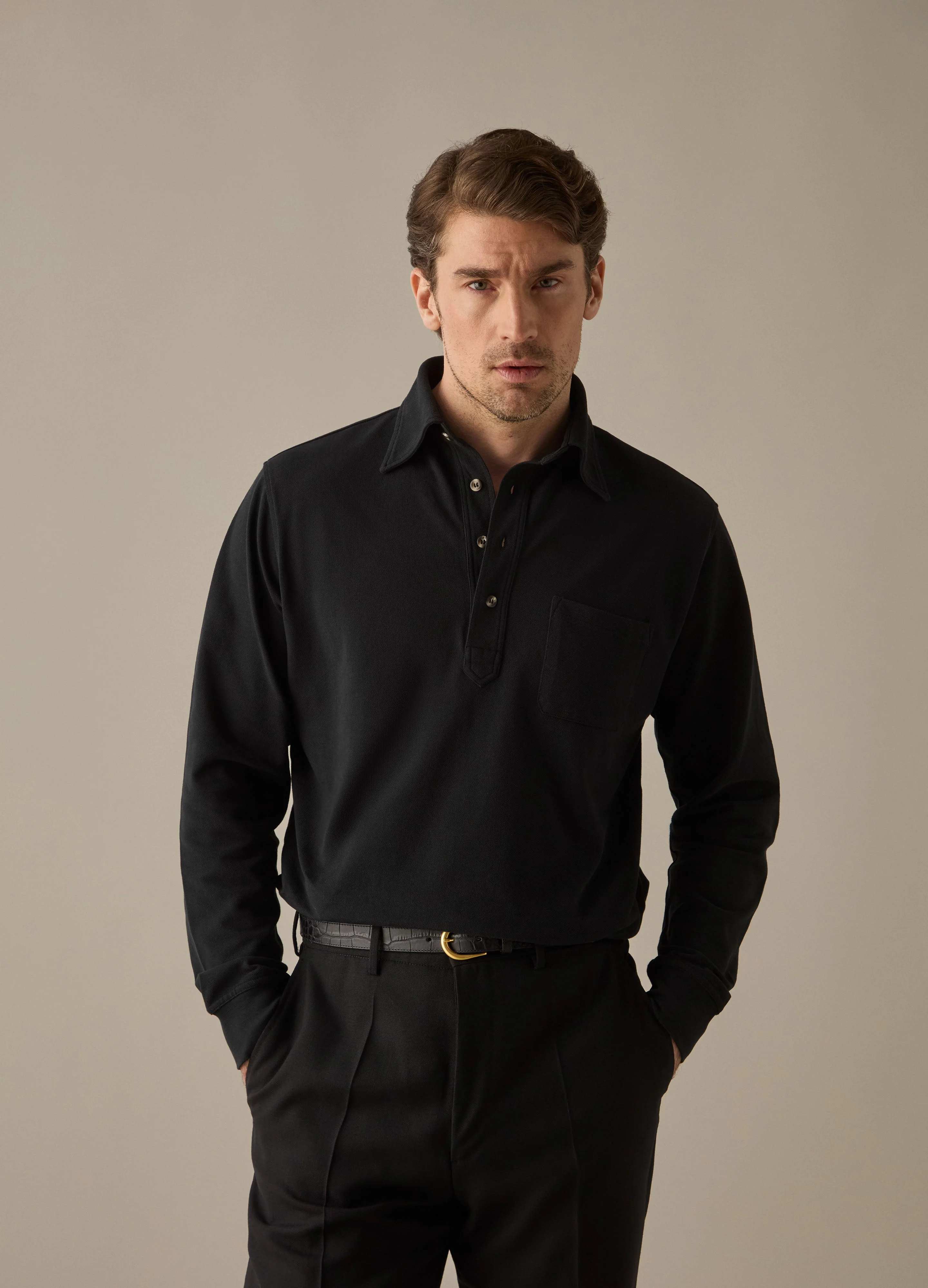 Alfie High Twist Wool Trousers - Black - Image 3