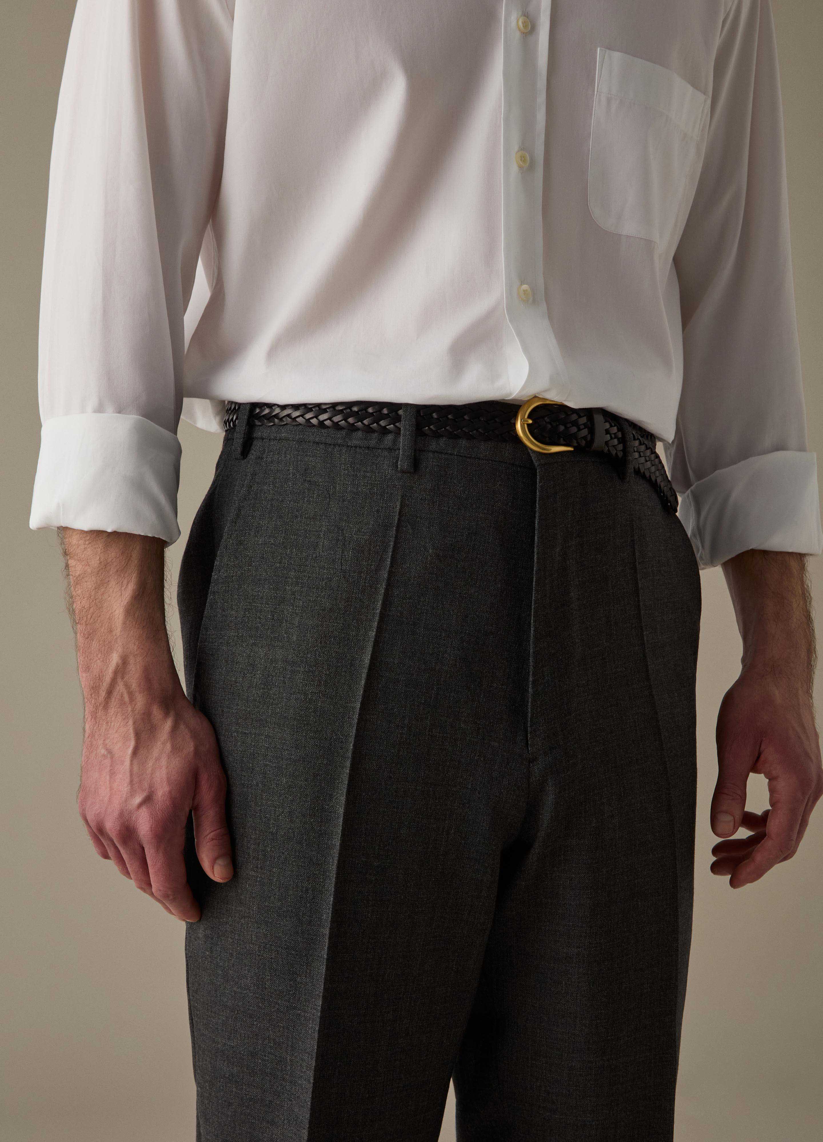 Alfie High Twist Wool Trousers - Mid Grey - Image 3