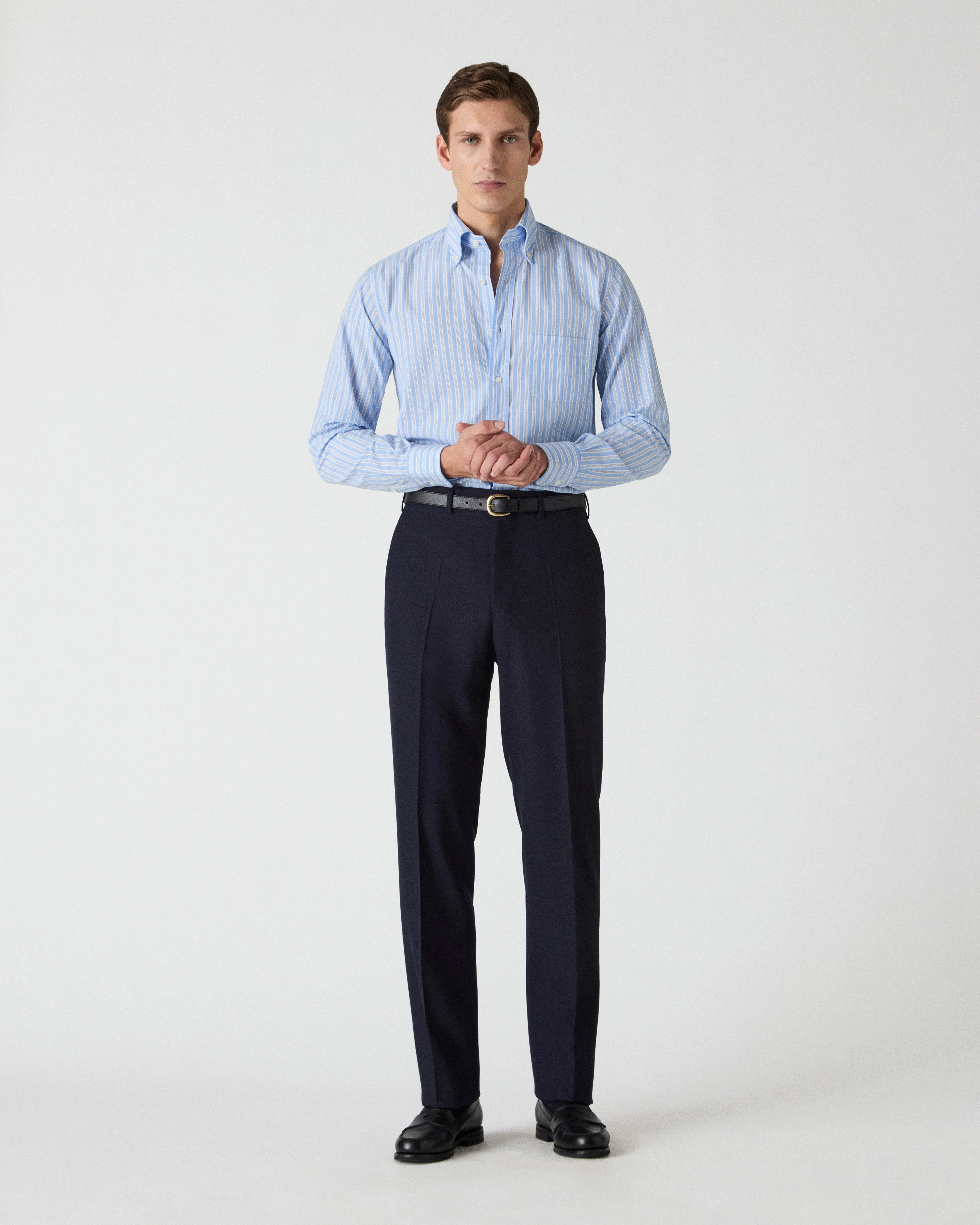 Alfie High Twist Wool Trousers - Navy