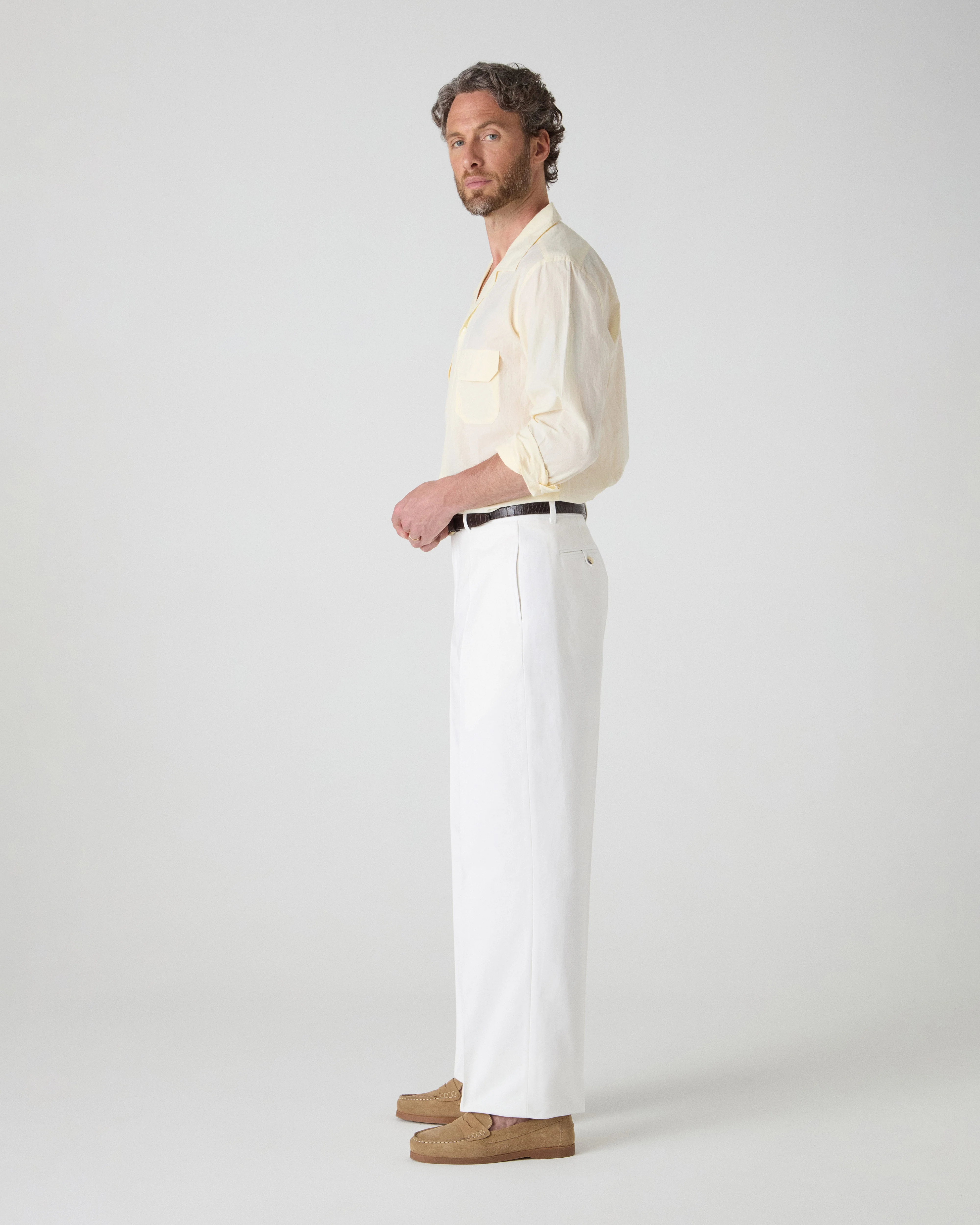 Alfred Cotton Trousers - Ivory - Image 3