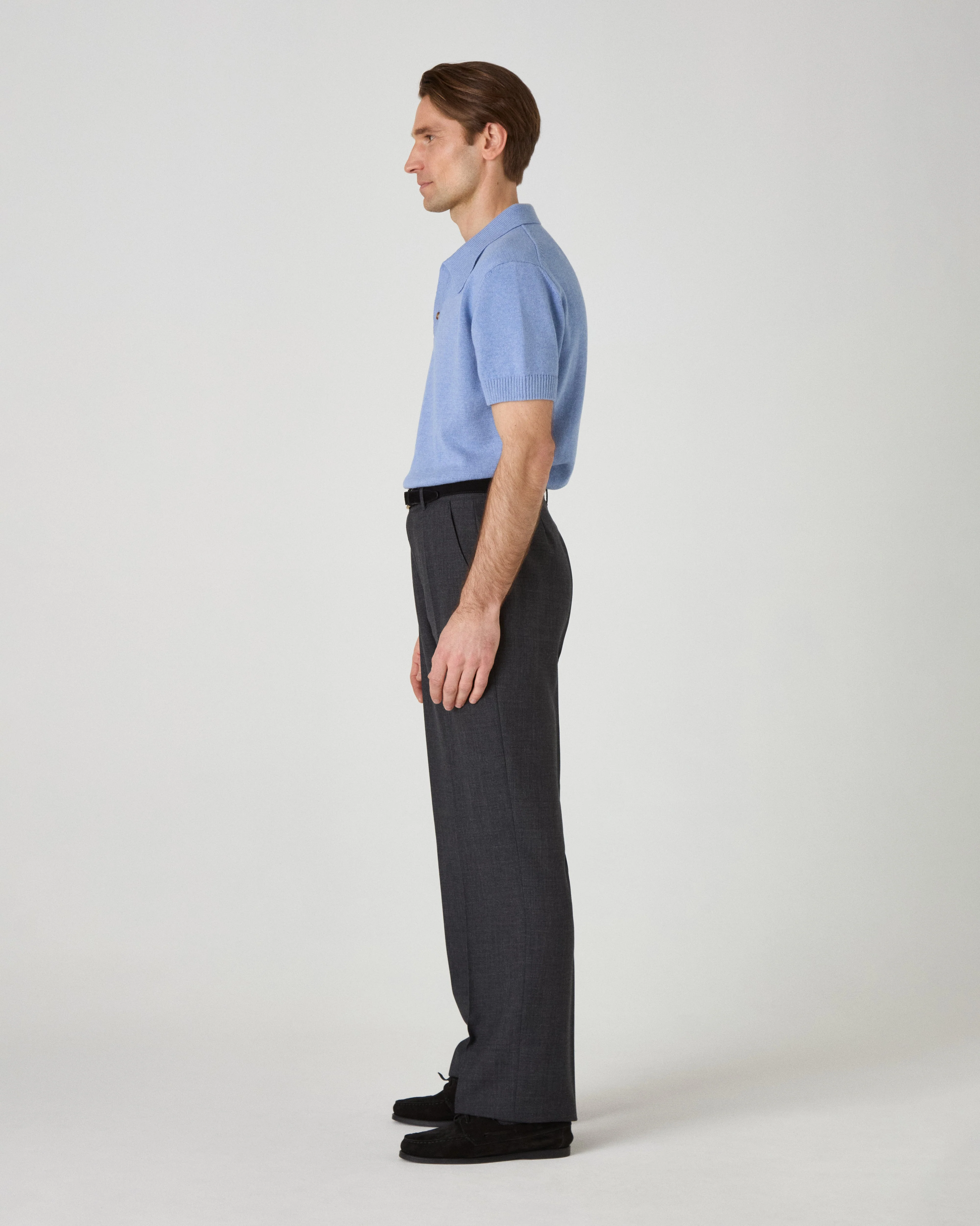 Alfredo High Twist Wool Trousers - Mid Grey - Image 3