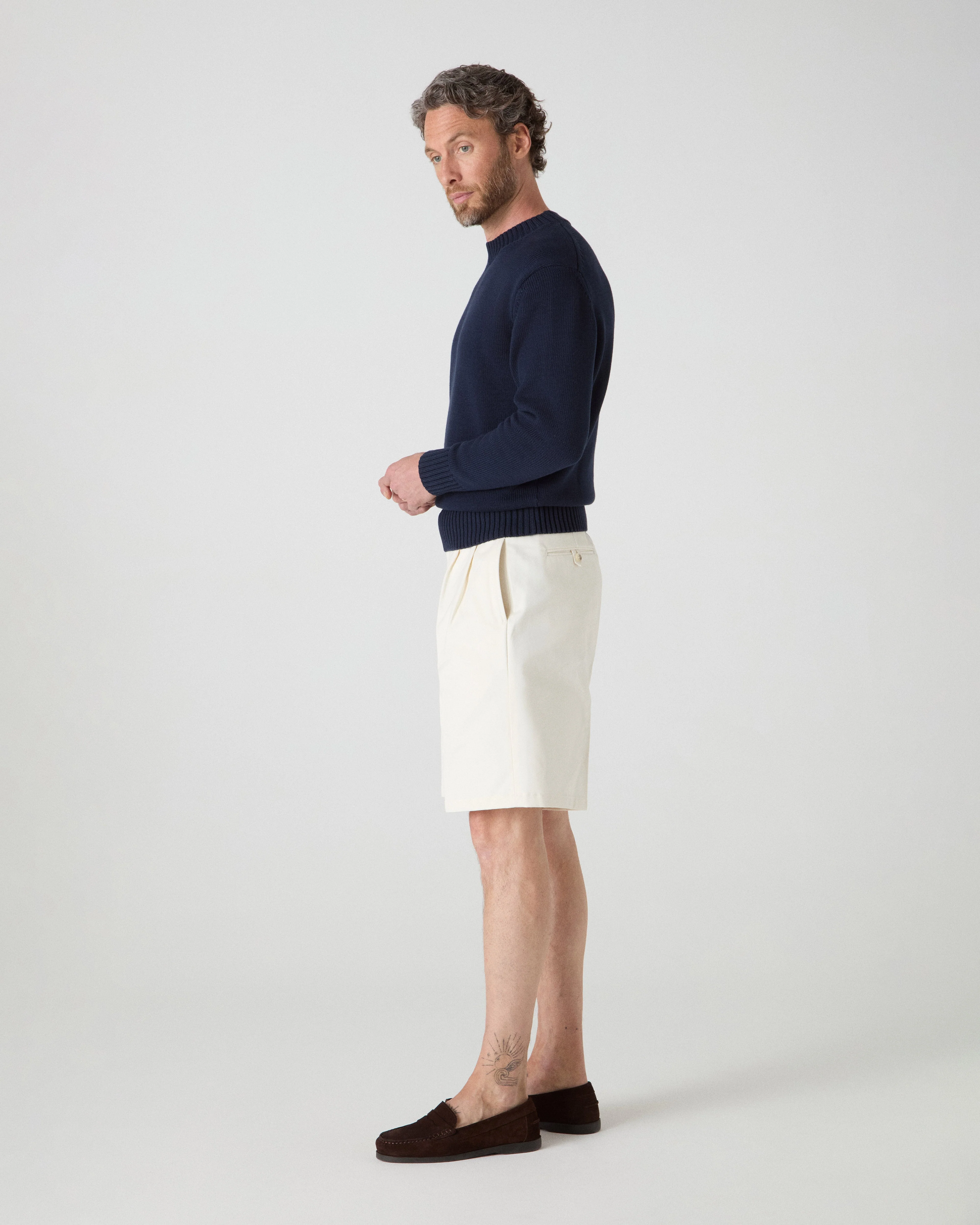 Antonello Cotton Shorts - Ecru - Image 3
