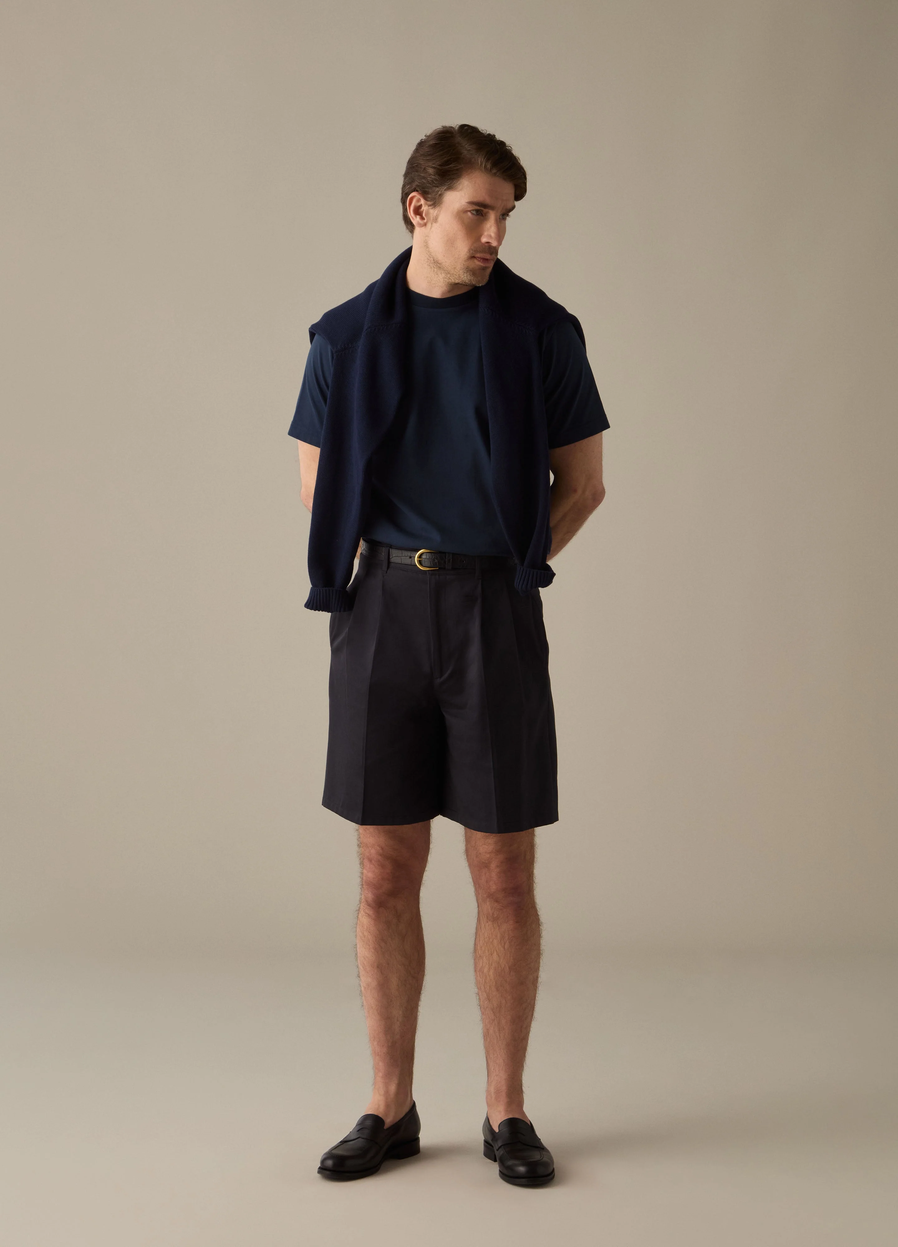 Antonello Cotton Shorts - Navy - Image 3
