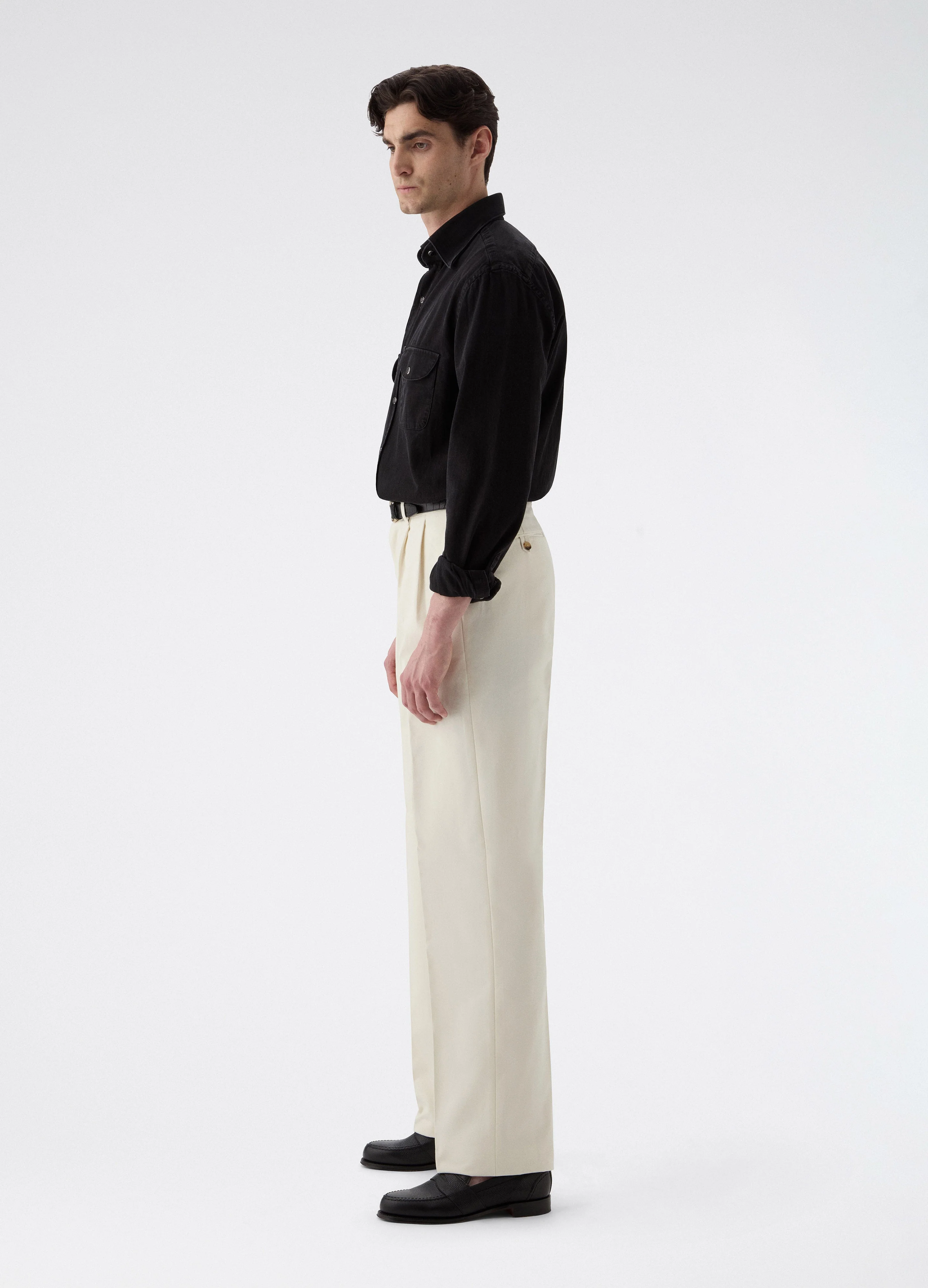 Antonello Cotton Trousers - Ecru - Image 3