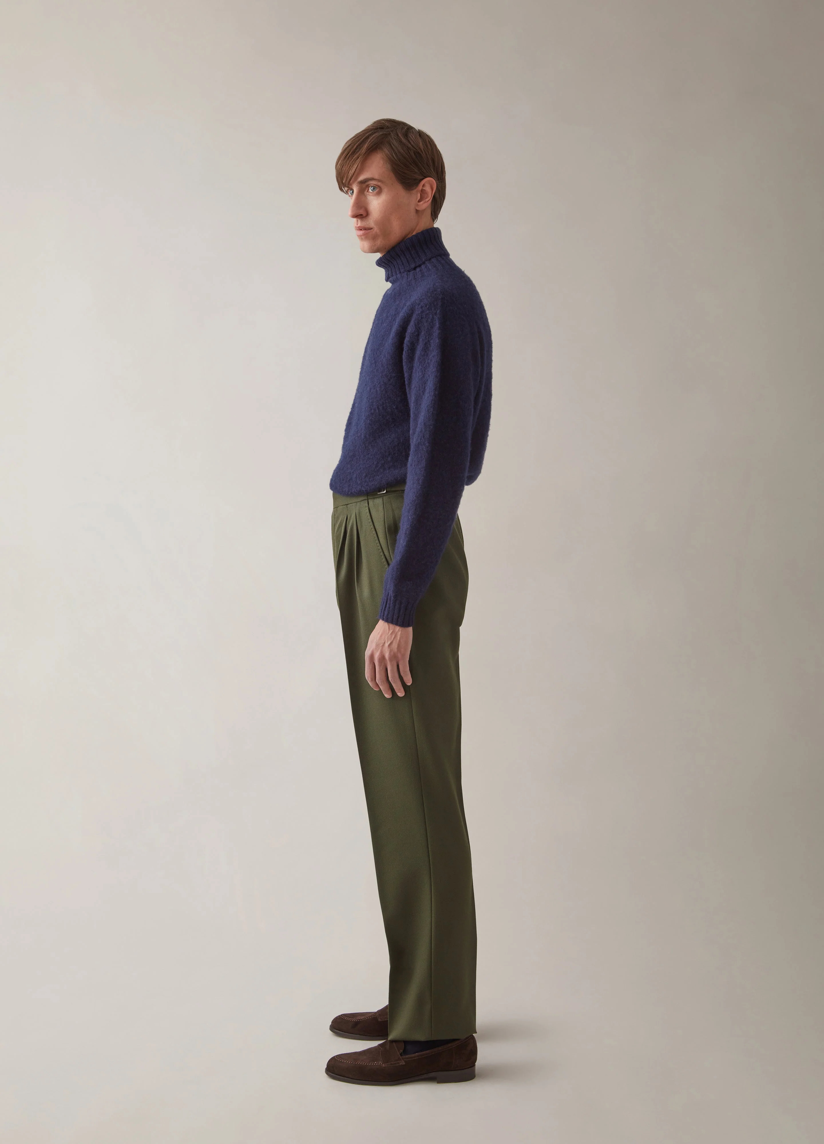 Antonio Cavalry Twill Trousers - Olive - Image 3
