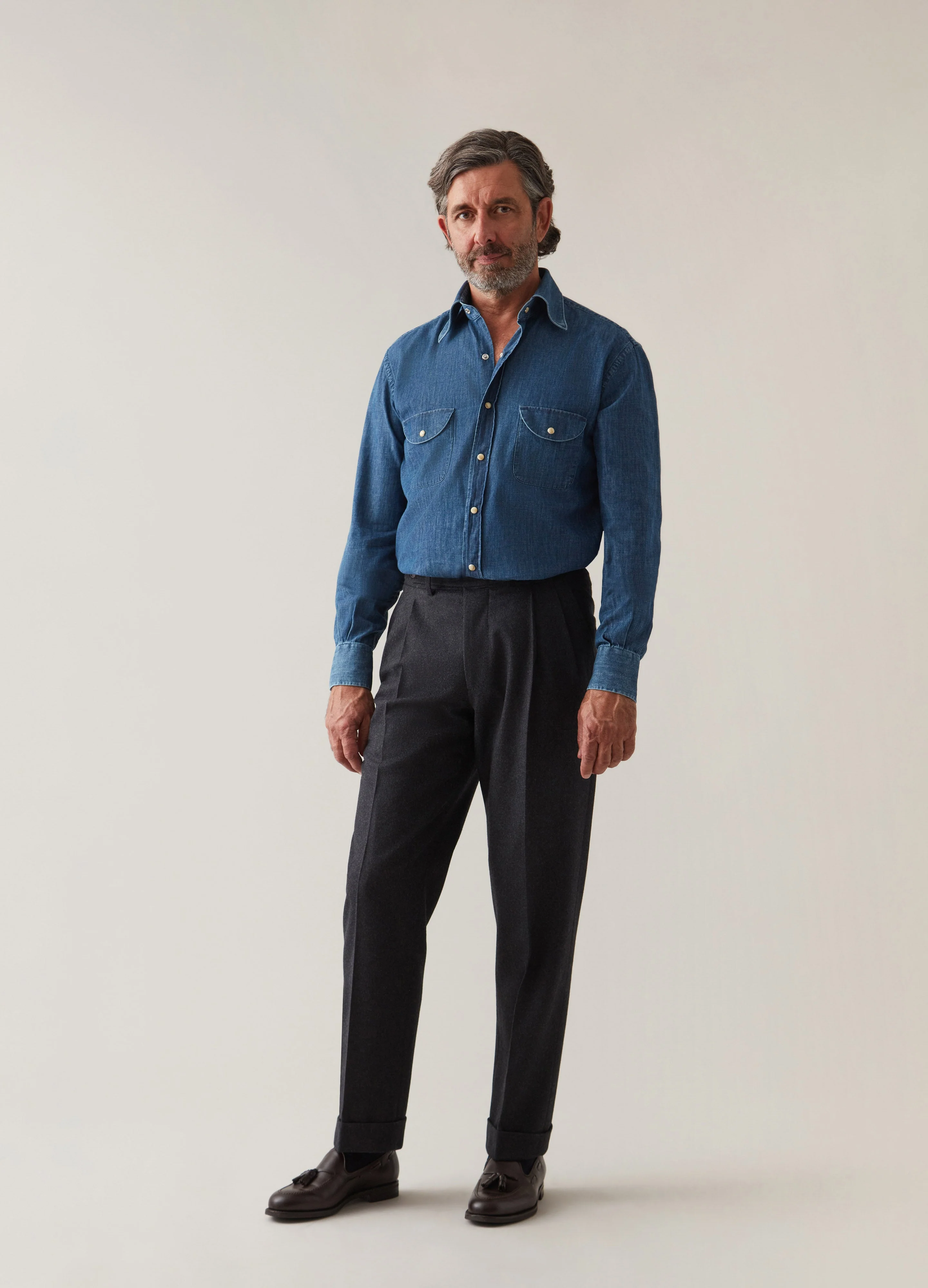 Antonio Flannel Trousers - Charcoal