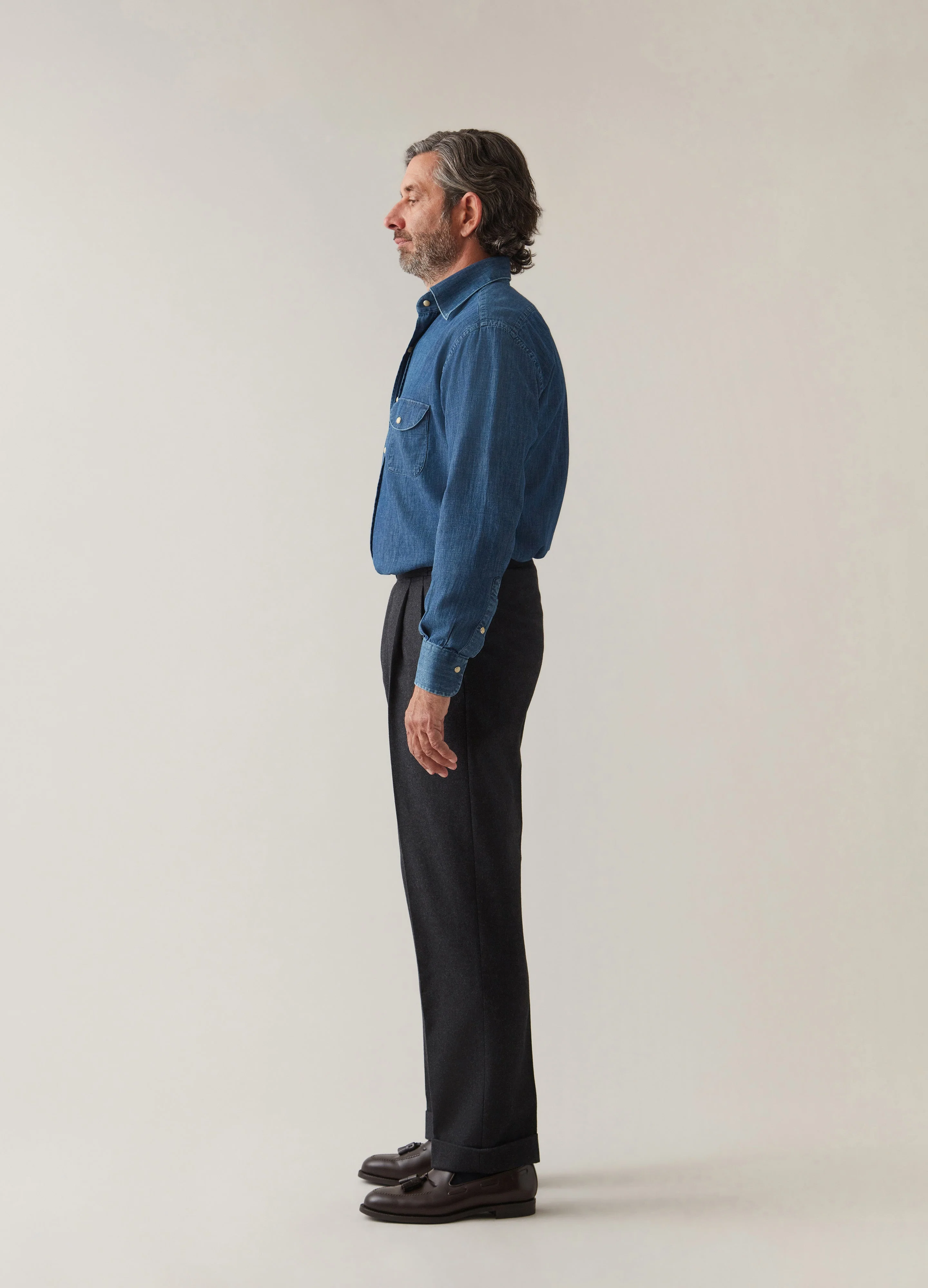 Antonio Flannel Trousers - Charcoal - Image 2