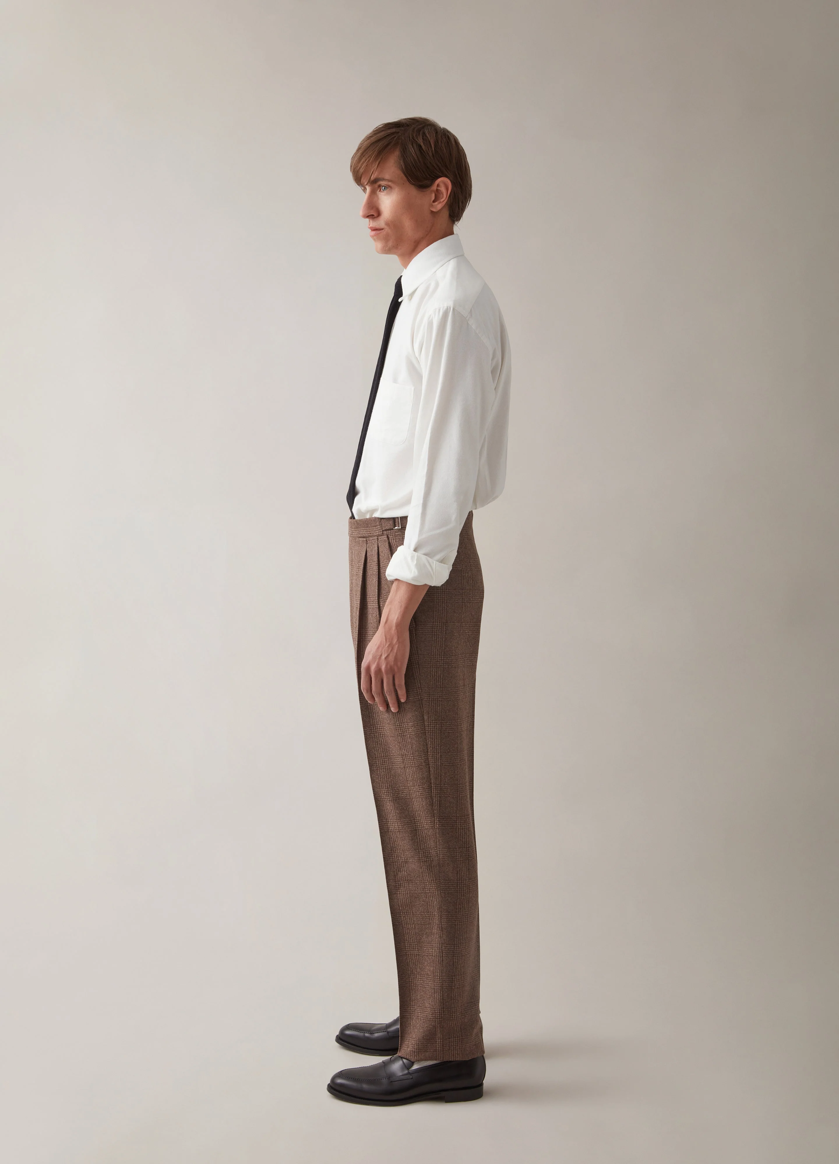 Antonio Glencheck Flannel Trousers - Brown