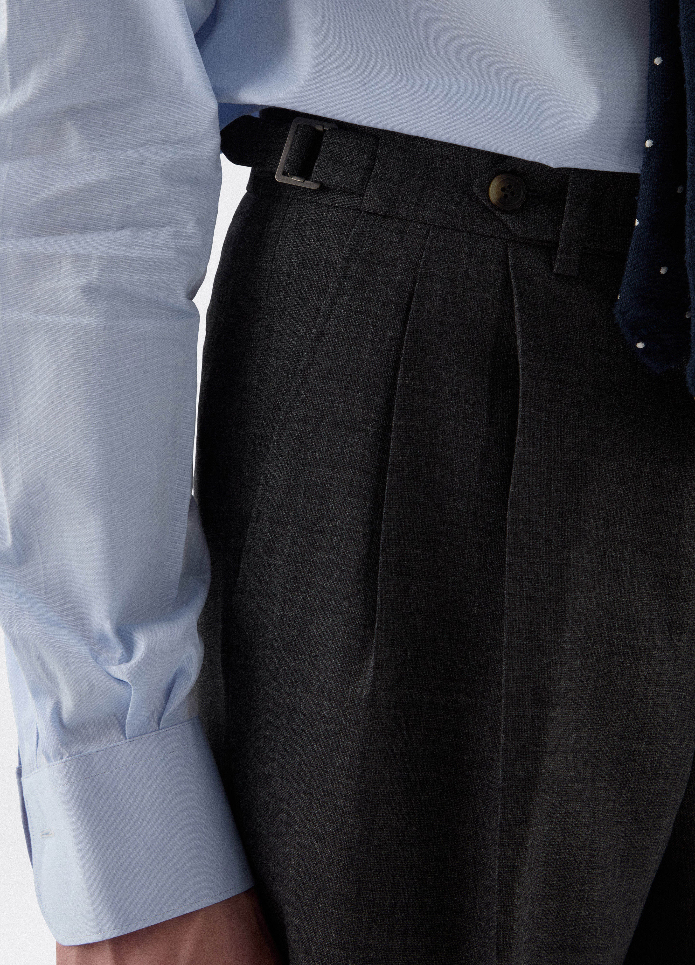 August High Twist Wool Trousers - Mid Grey - Image 2