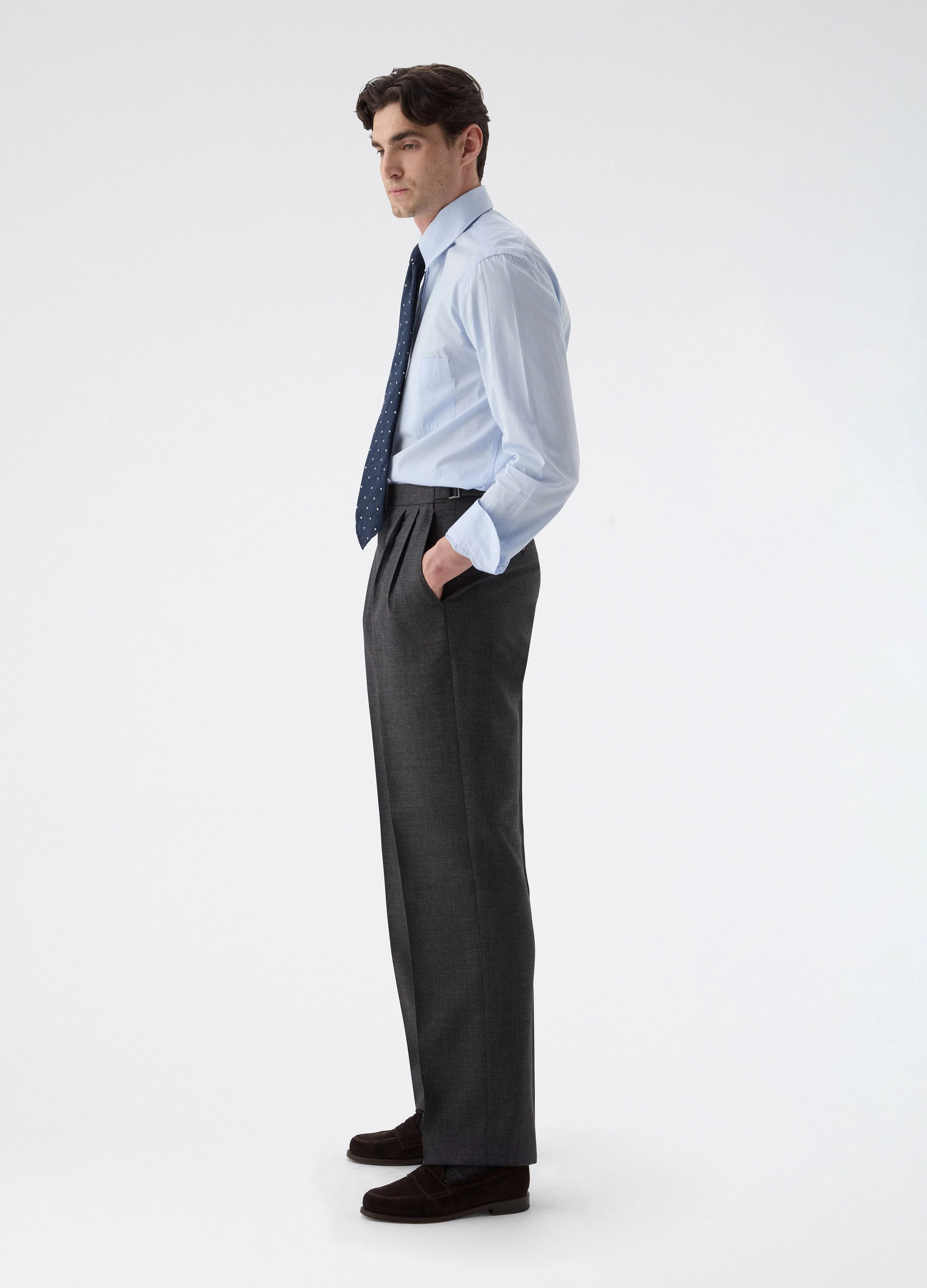 August High Twist Wool Trousers - Mid Grey - Image 4