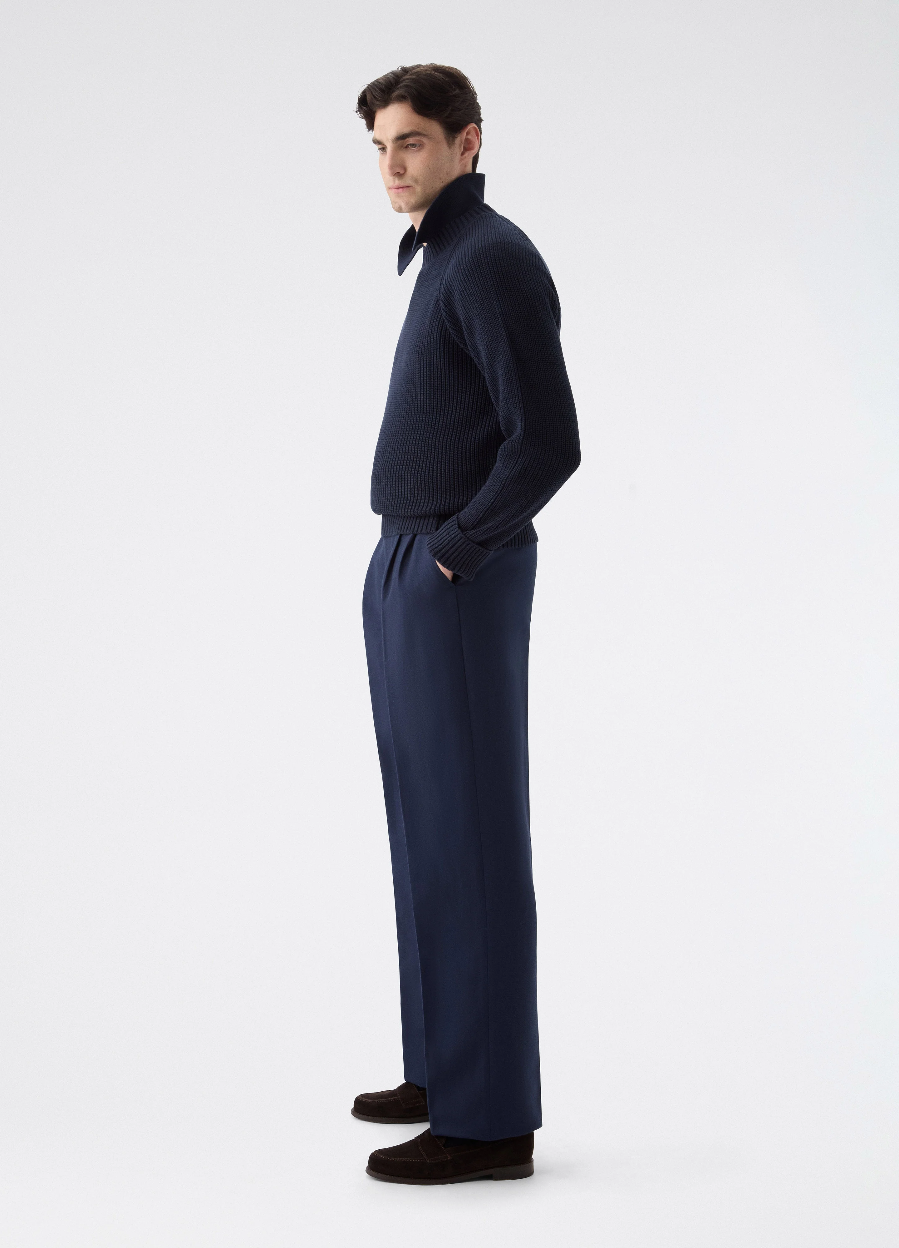 August Wool/Linen Trousers - Navy - Image 3