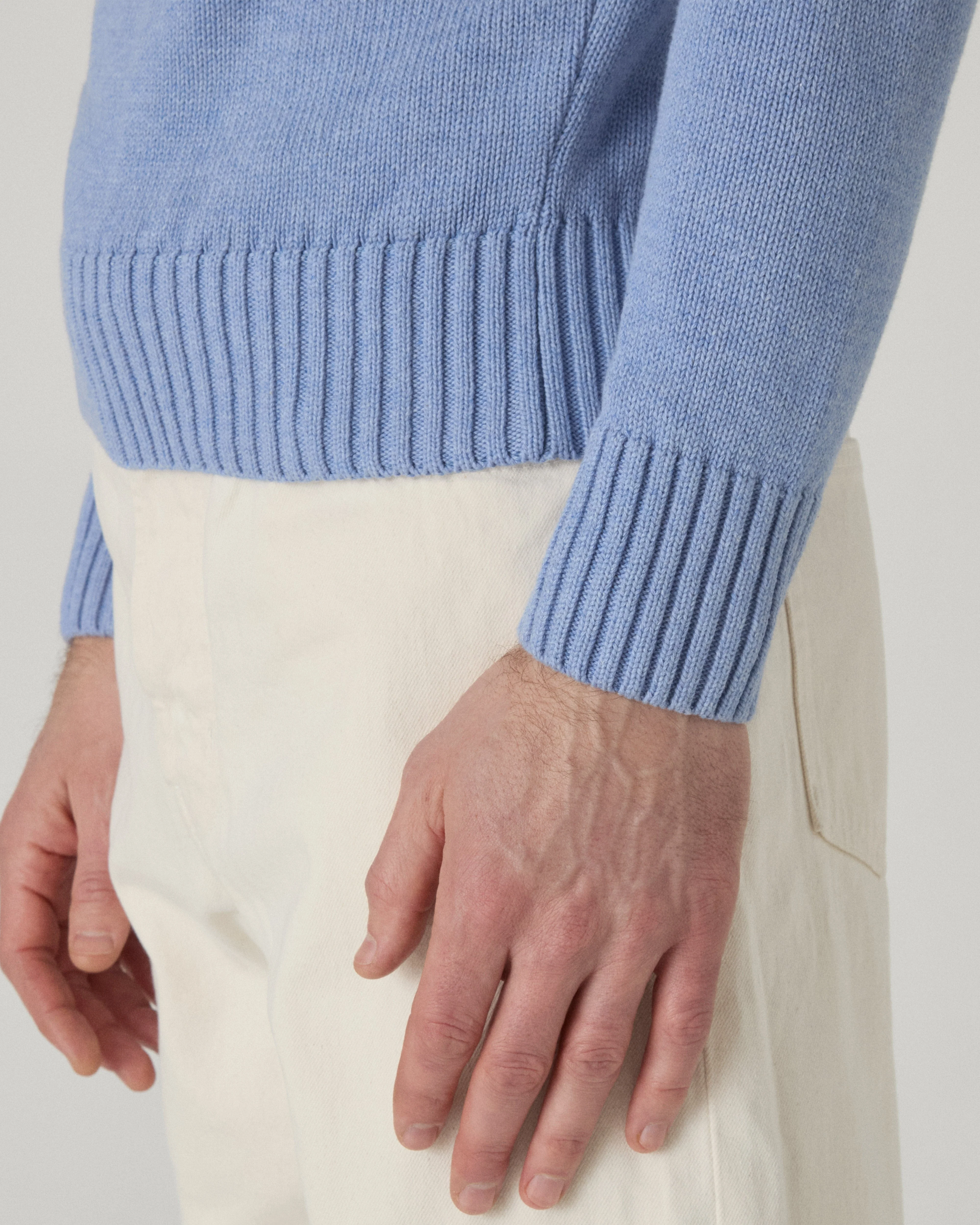Ben Cotton Crew Neck - Powder Blue - Image 3