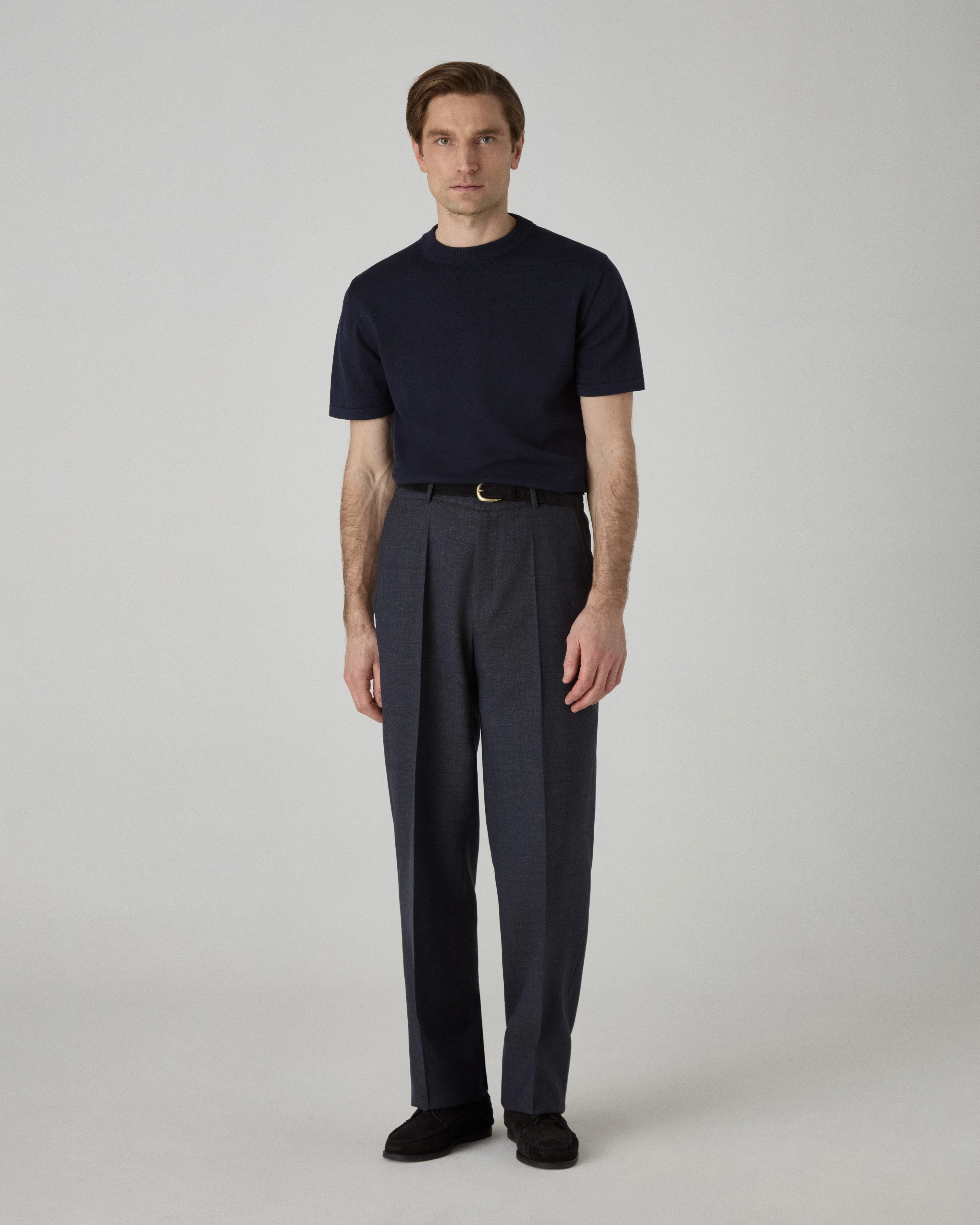 Bo Knitted T-Shirt - Navy