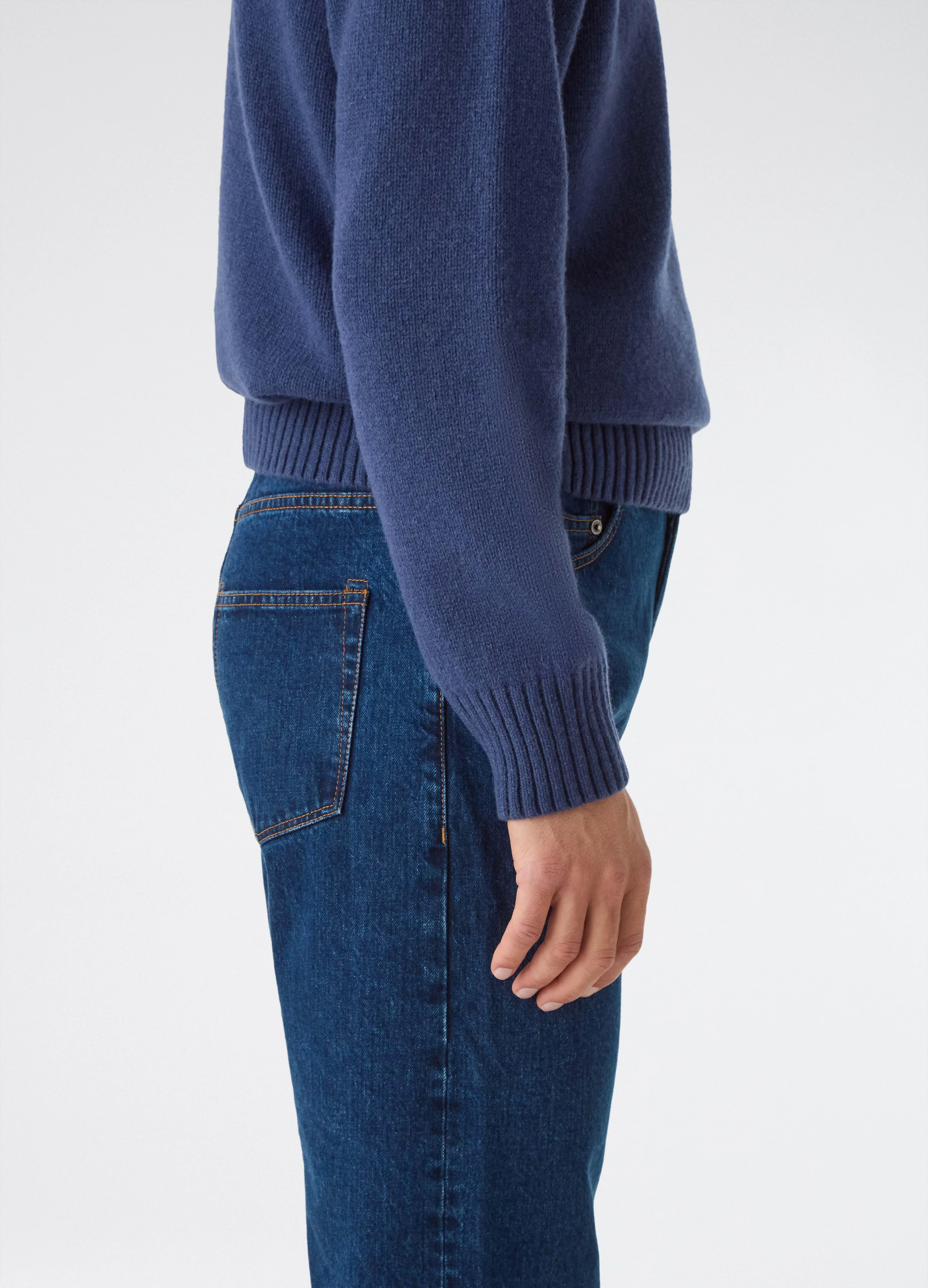 Börje Wool/Cashmere Roll Neck - Air Force Blue - Image 3