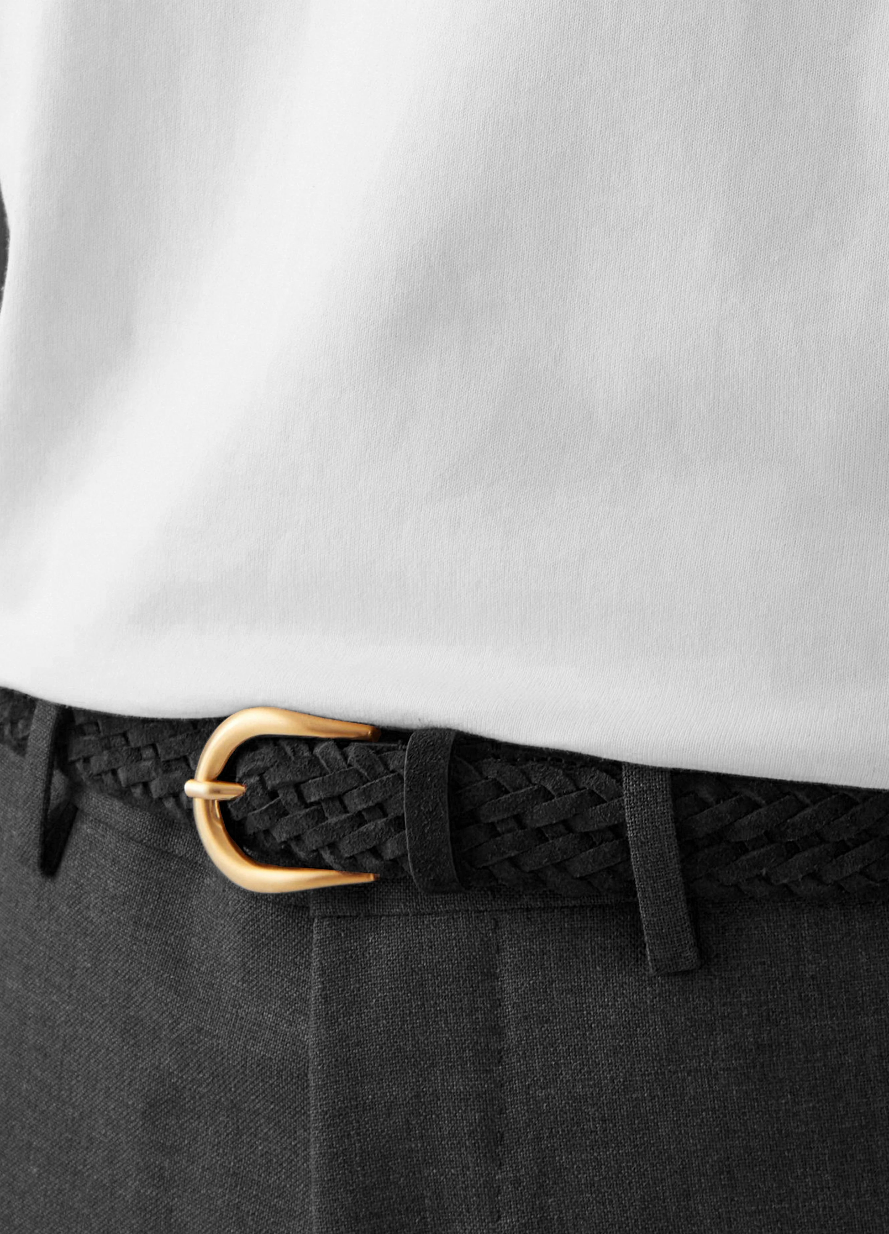 Braided Suede Belt - Black - Image 3