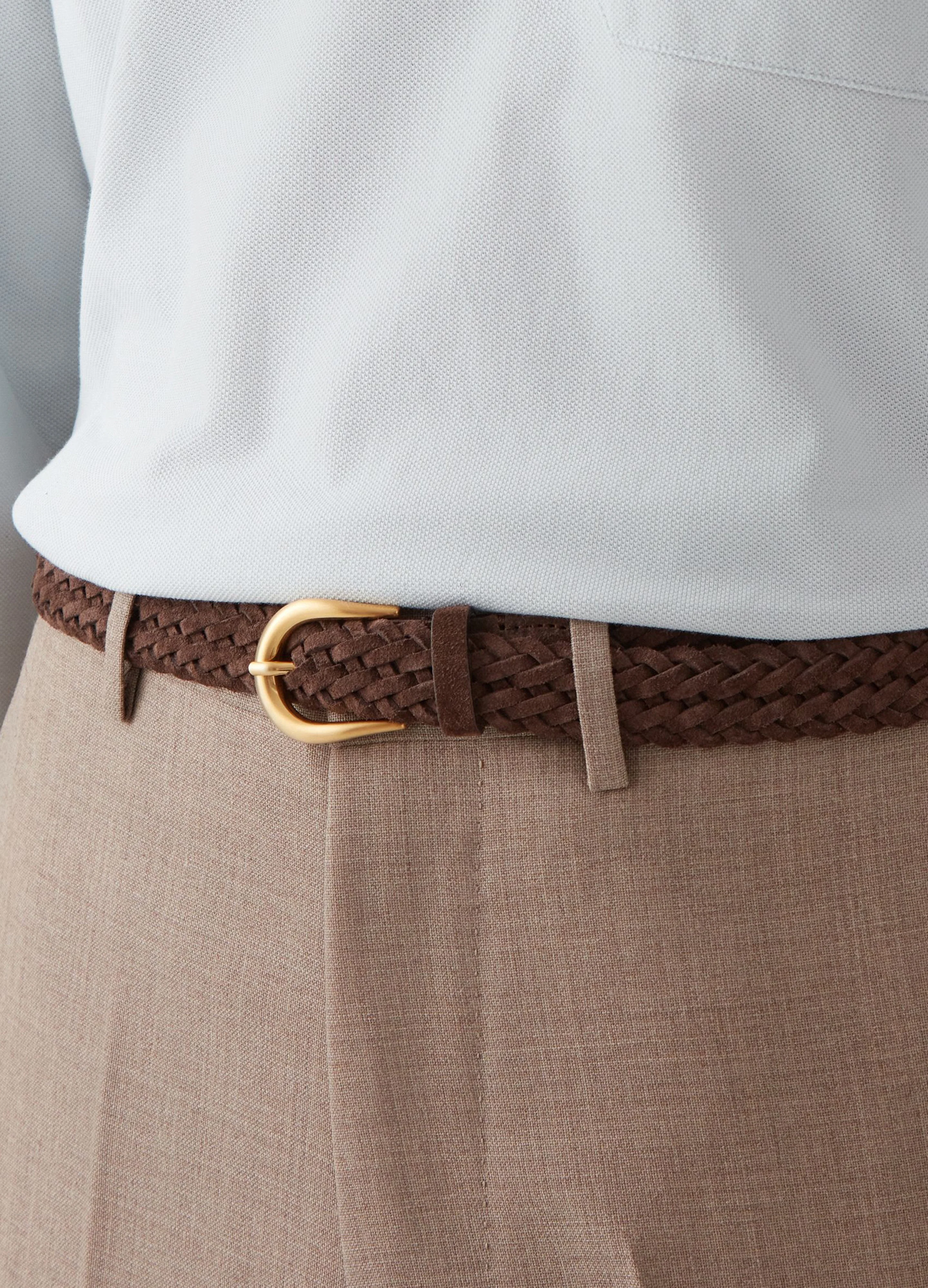 Braided Suede Belt - Chocolate - Image 3