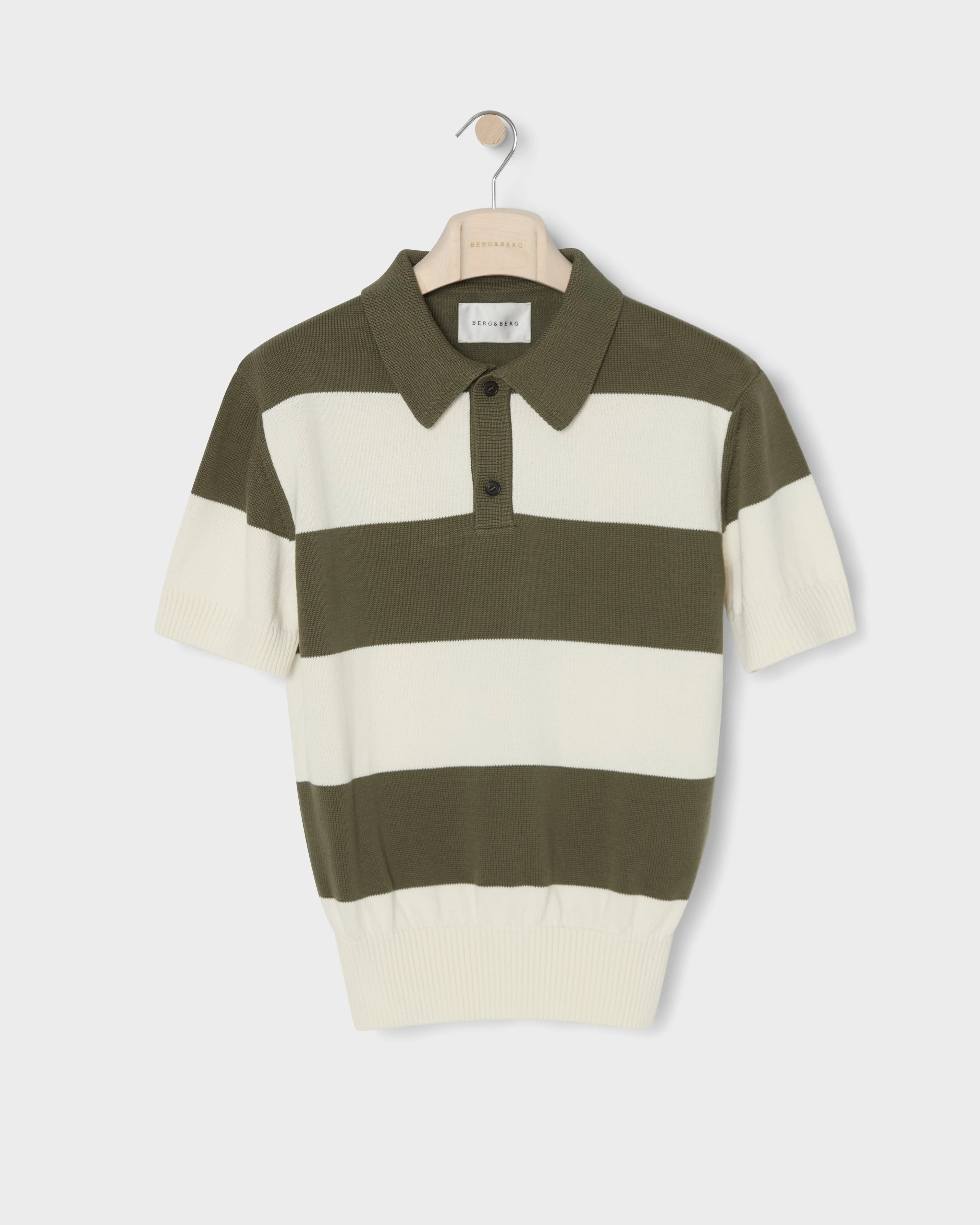 Bror Knitted Polo - Ivory/Olive - Image 4