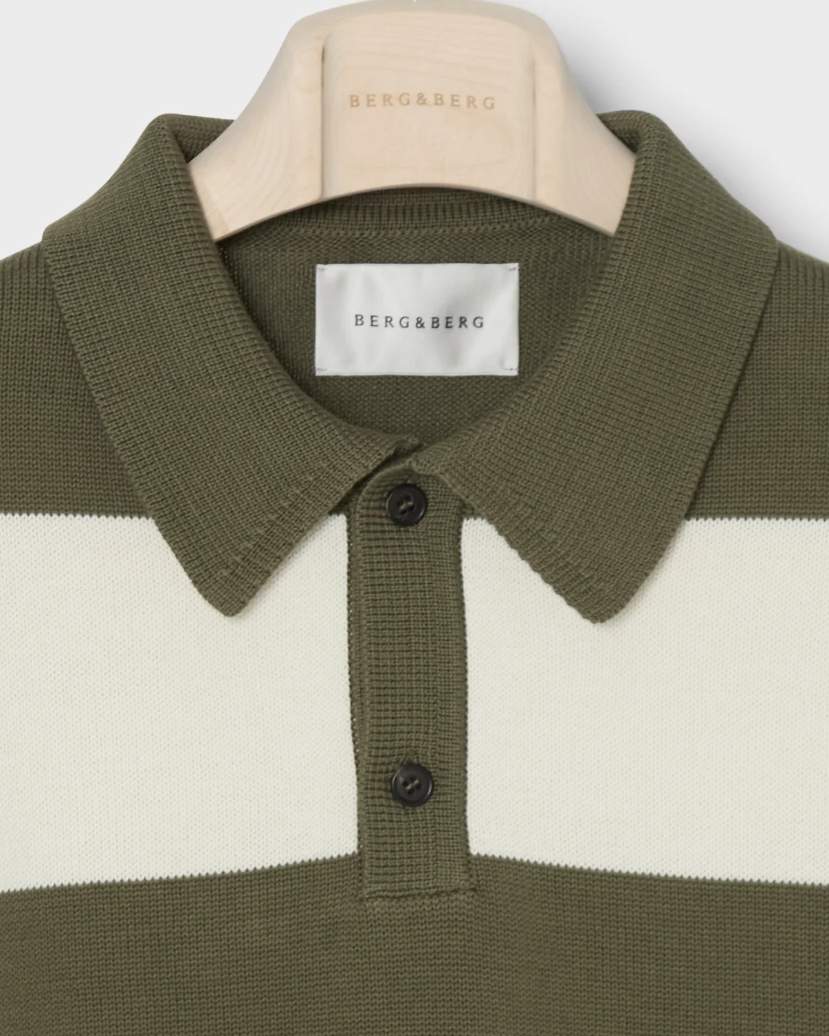 Bror Knitted Polo - Ivory/Olive - Image 5