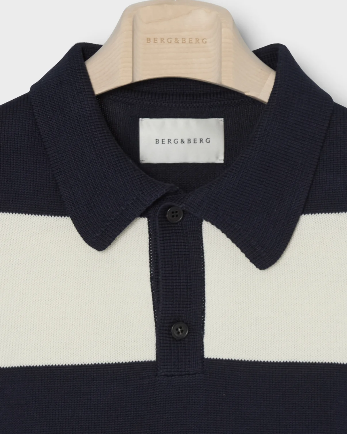 Bror Knitted Polo - Ivory/Navy - Image 5