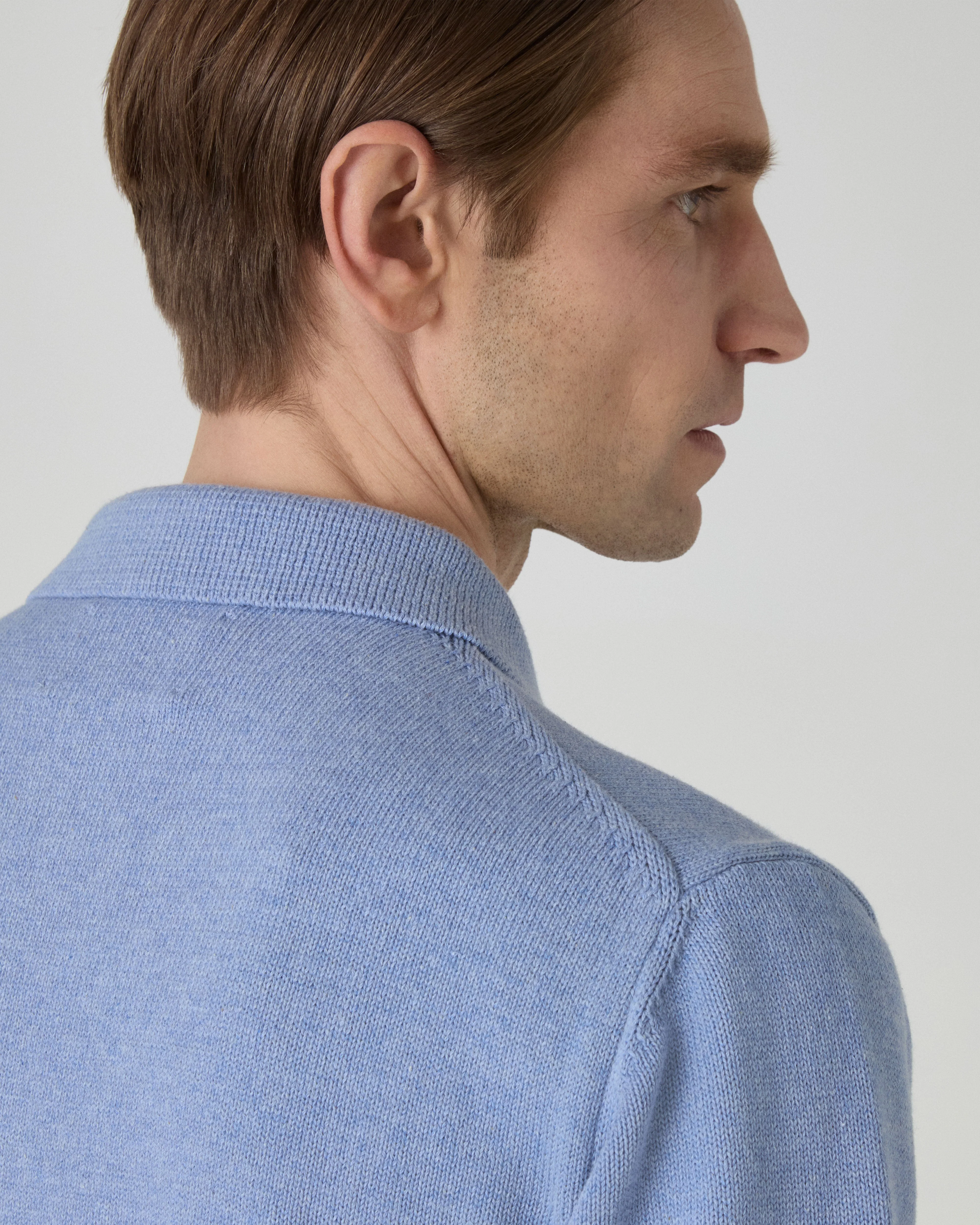 Bror Knitted Polo - Powder Blue - Image 3