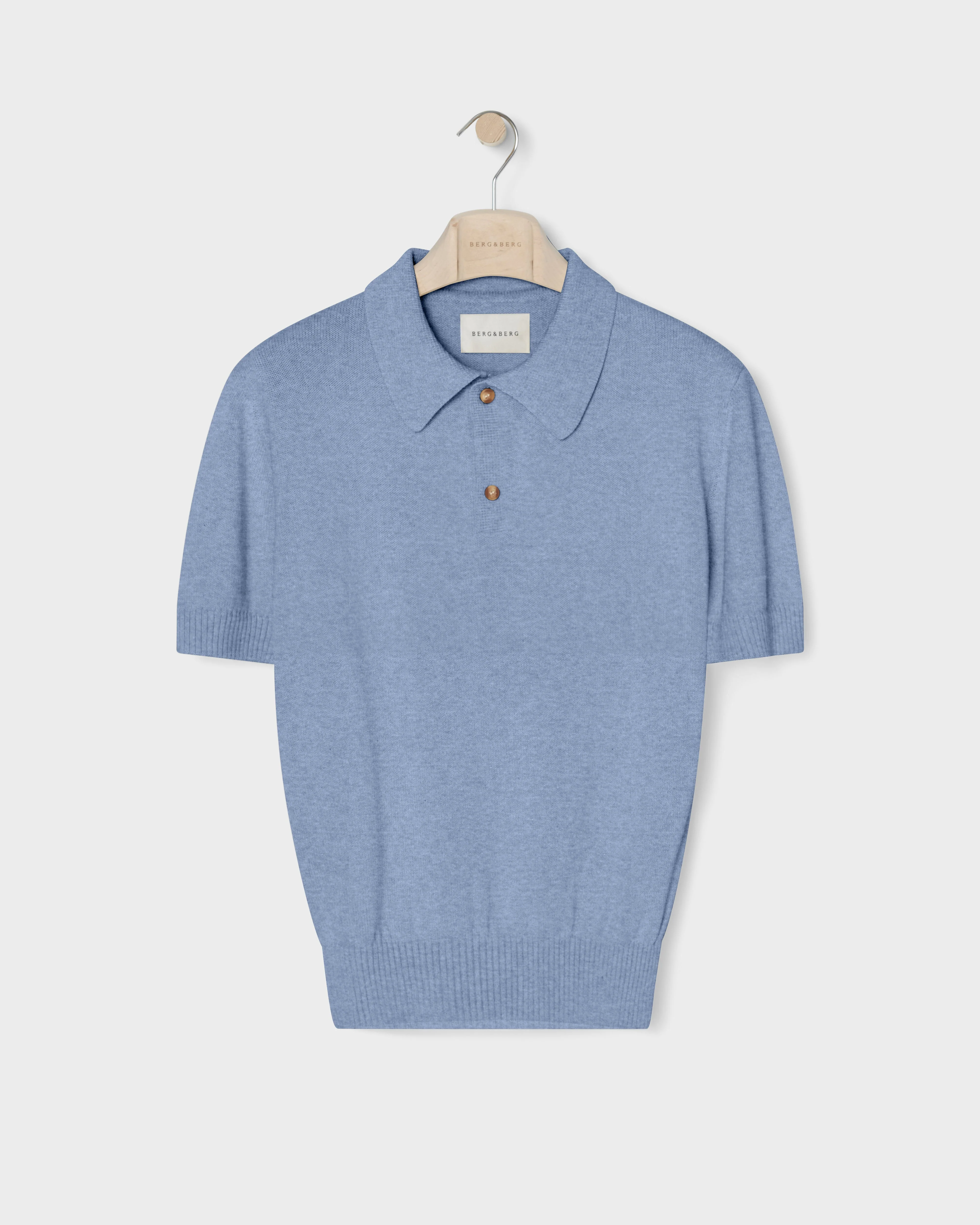 Bror Knitted Polo - Powder Blue - Image 4