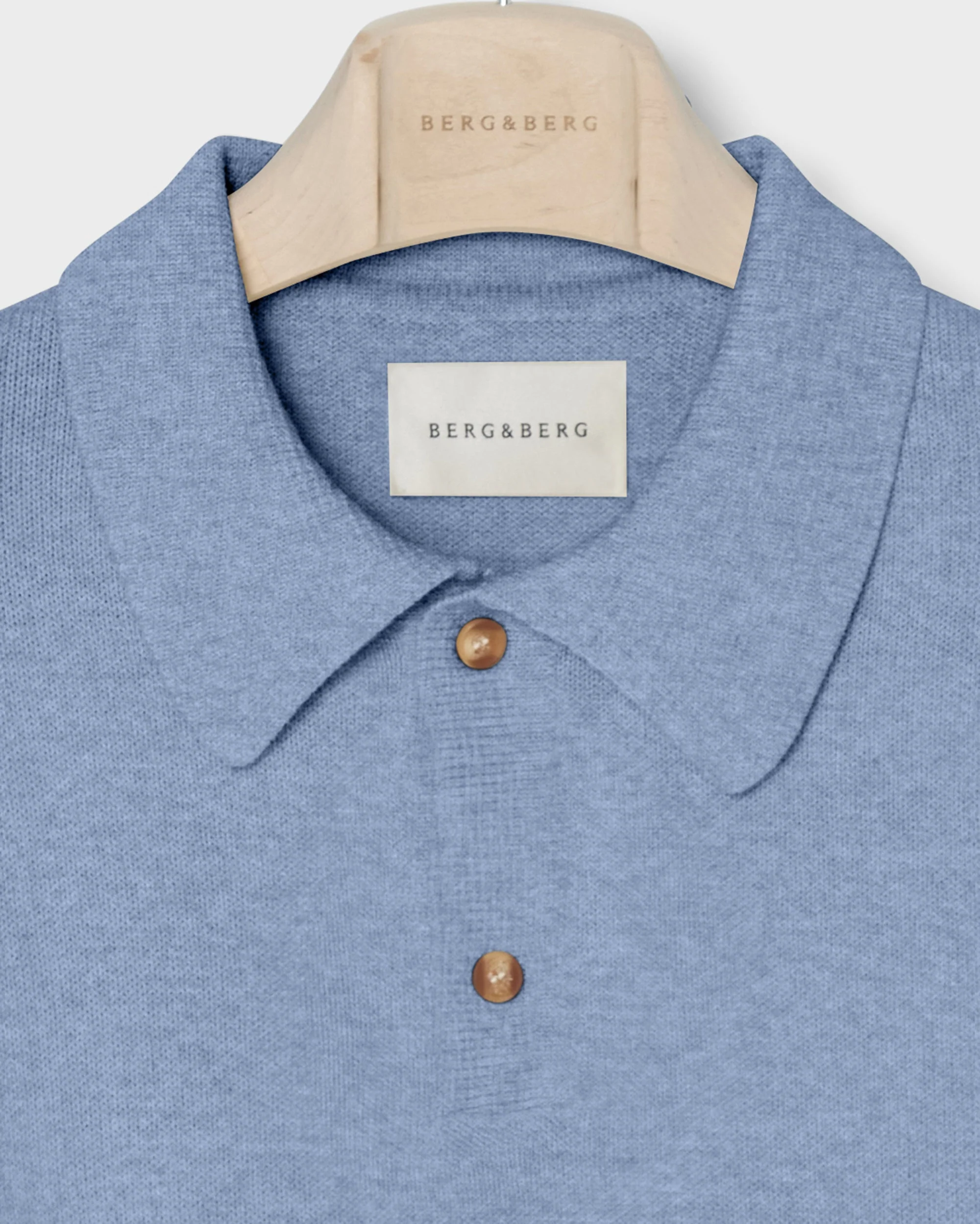 Bror Knitted Polo - Powder Blue - Image 5