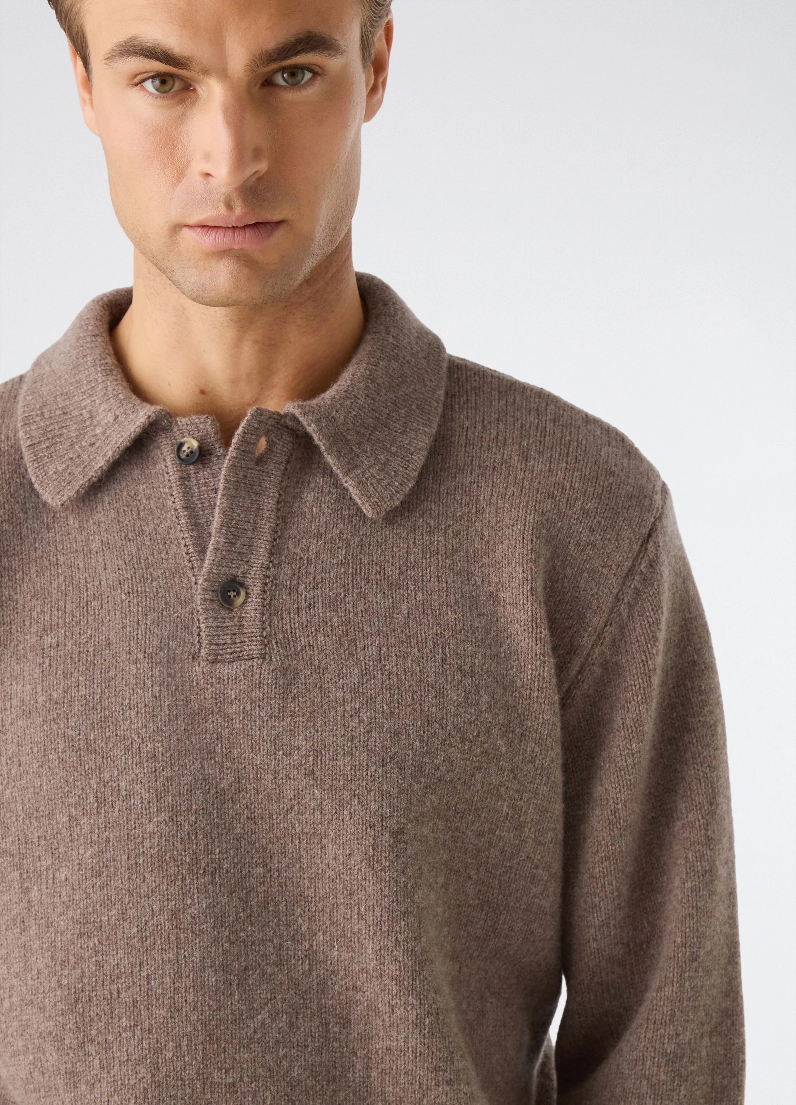Bruno Wool/Cashmere Polo - Taupe - Image 3