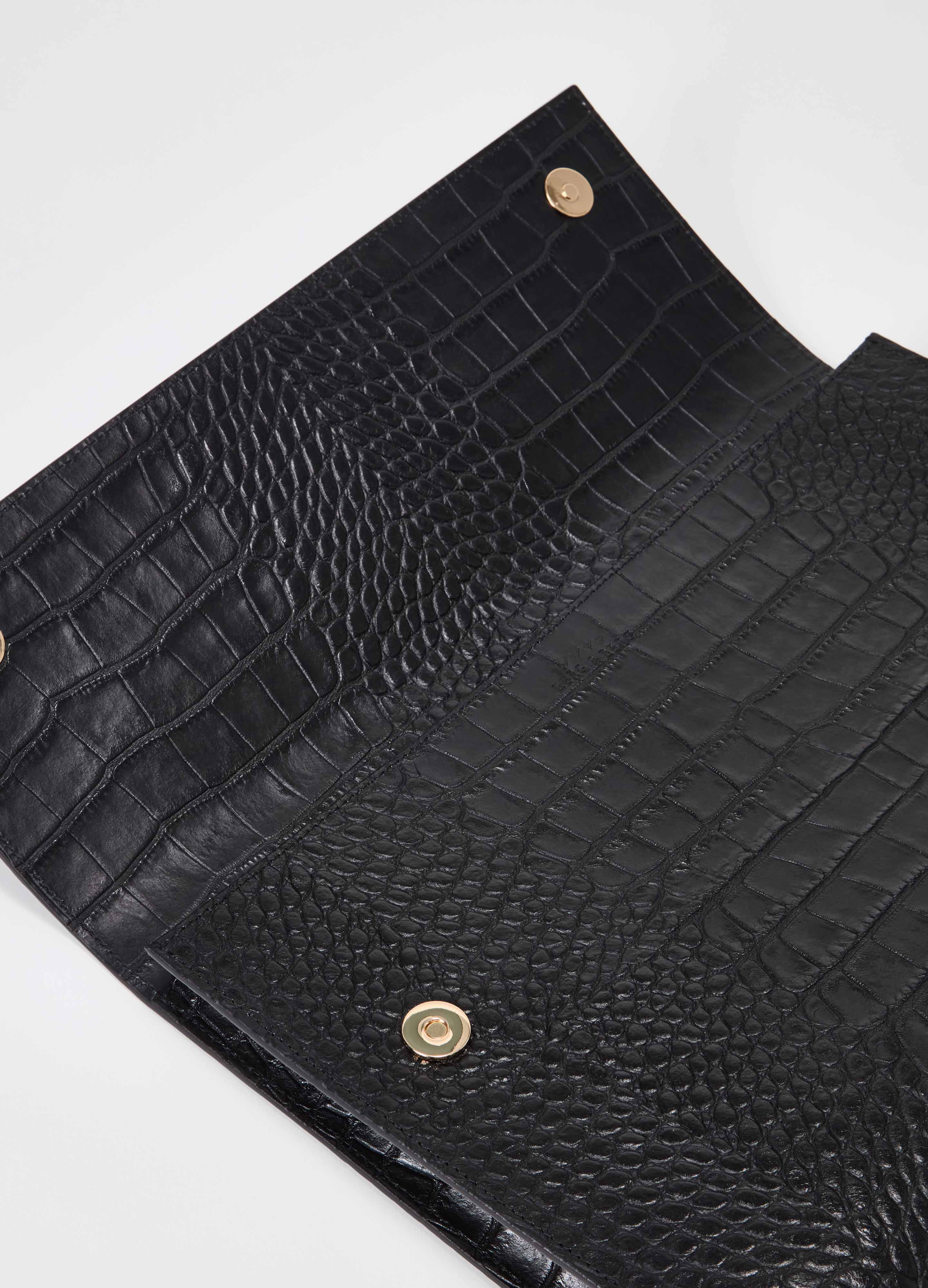 Croco Calf Laptop Portfolio - Black - Image 4