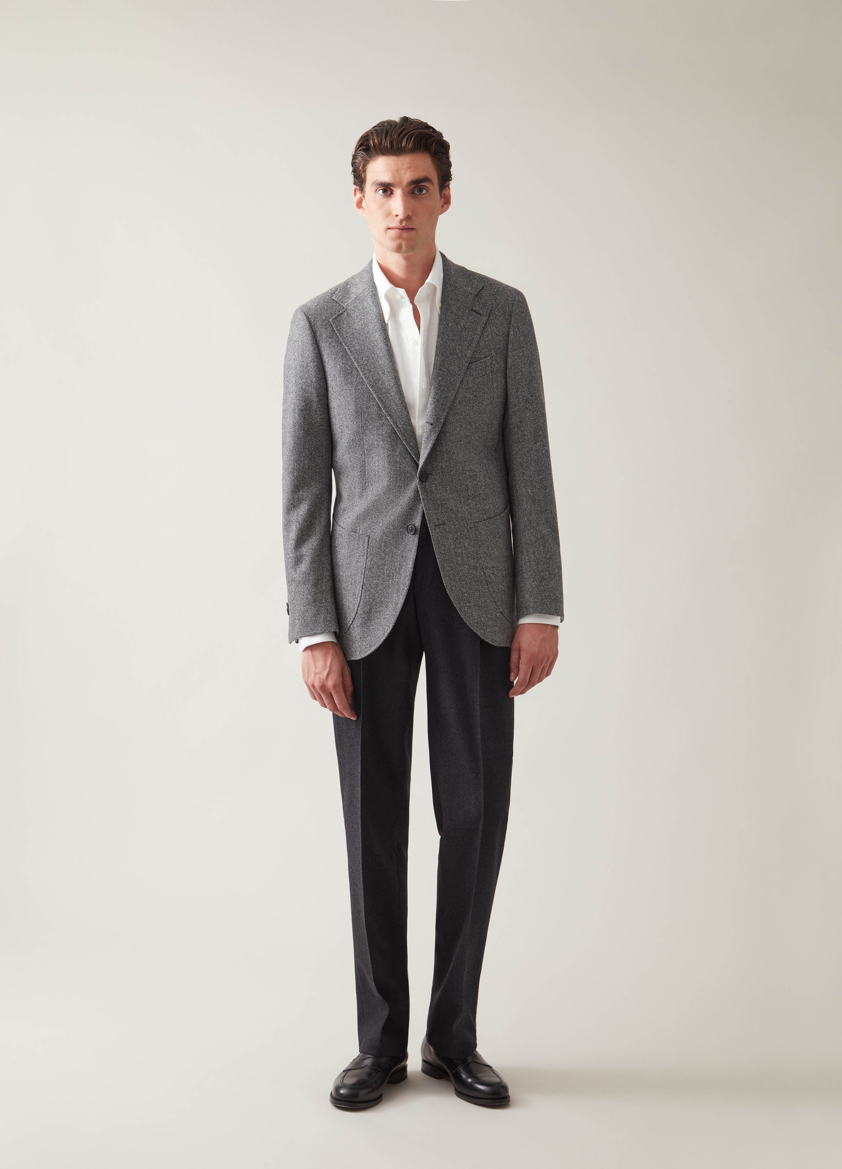 Dan Sport Wool/Cashmere Blazer - Black/White Herringbone