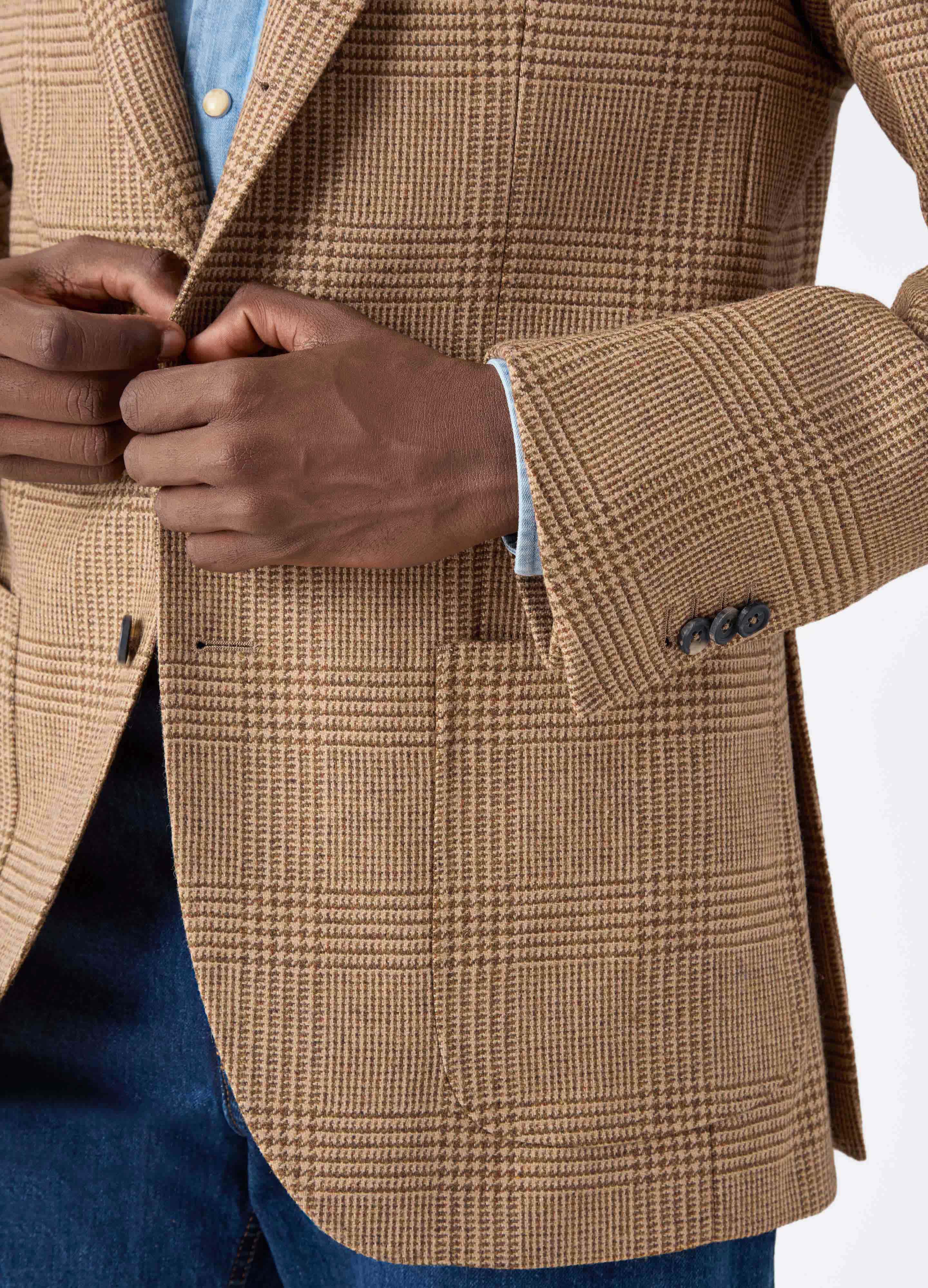Don Sport Glencheck Tweed Jacket - Brown/Tan - Image 2