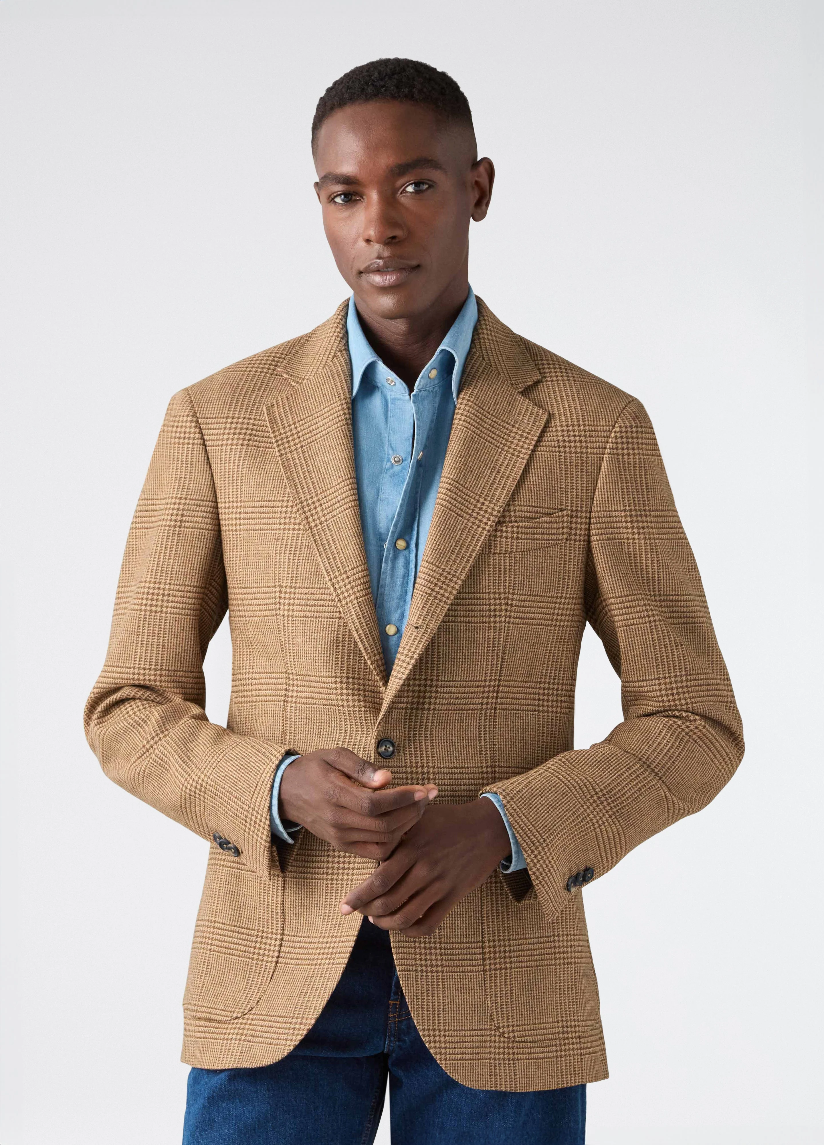 Don Sport Glencheck Tweed Jacket - Brown/Tan - Image 3