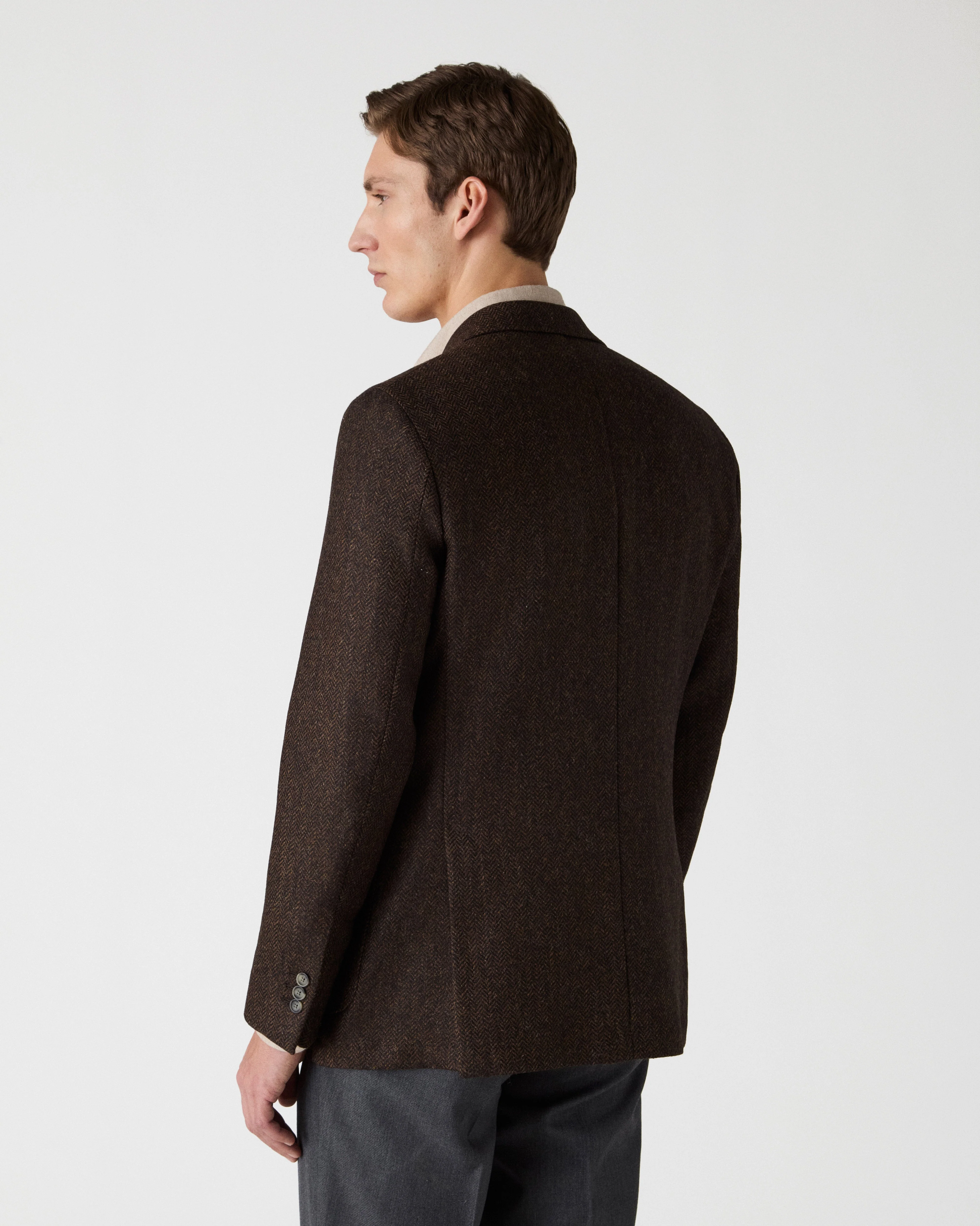 Dante Unlined Tweed Jacket - Dark Brown - Image 4