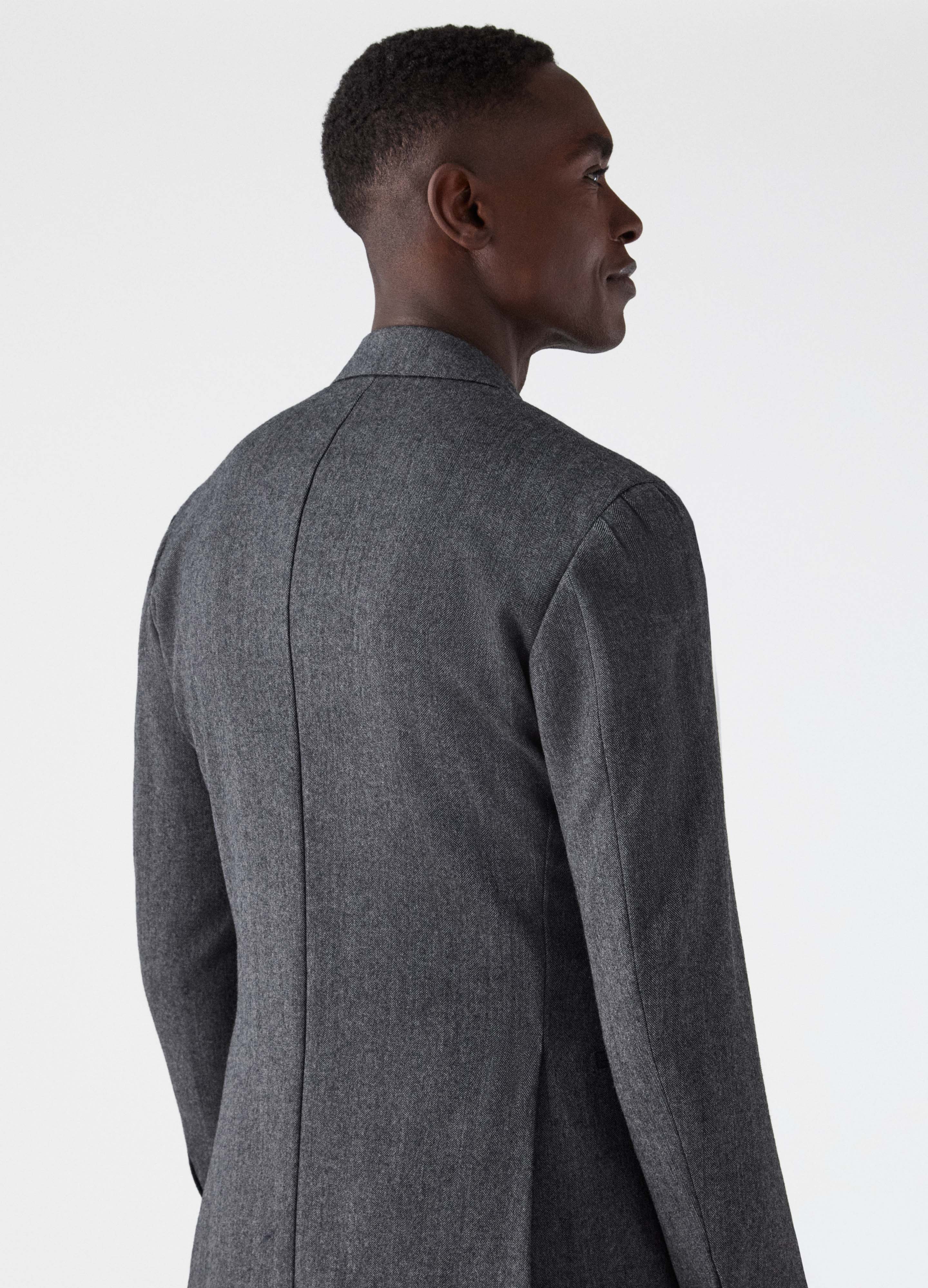 Don Herringbone Suit Jacket - Mid Grey - Image 3