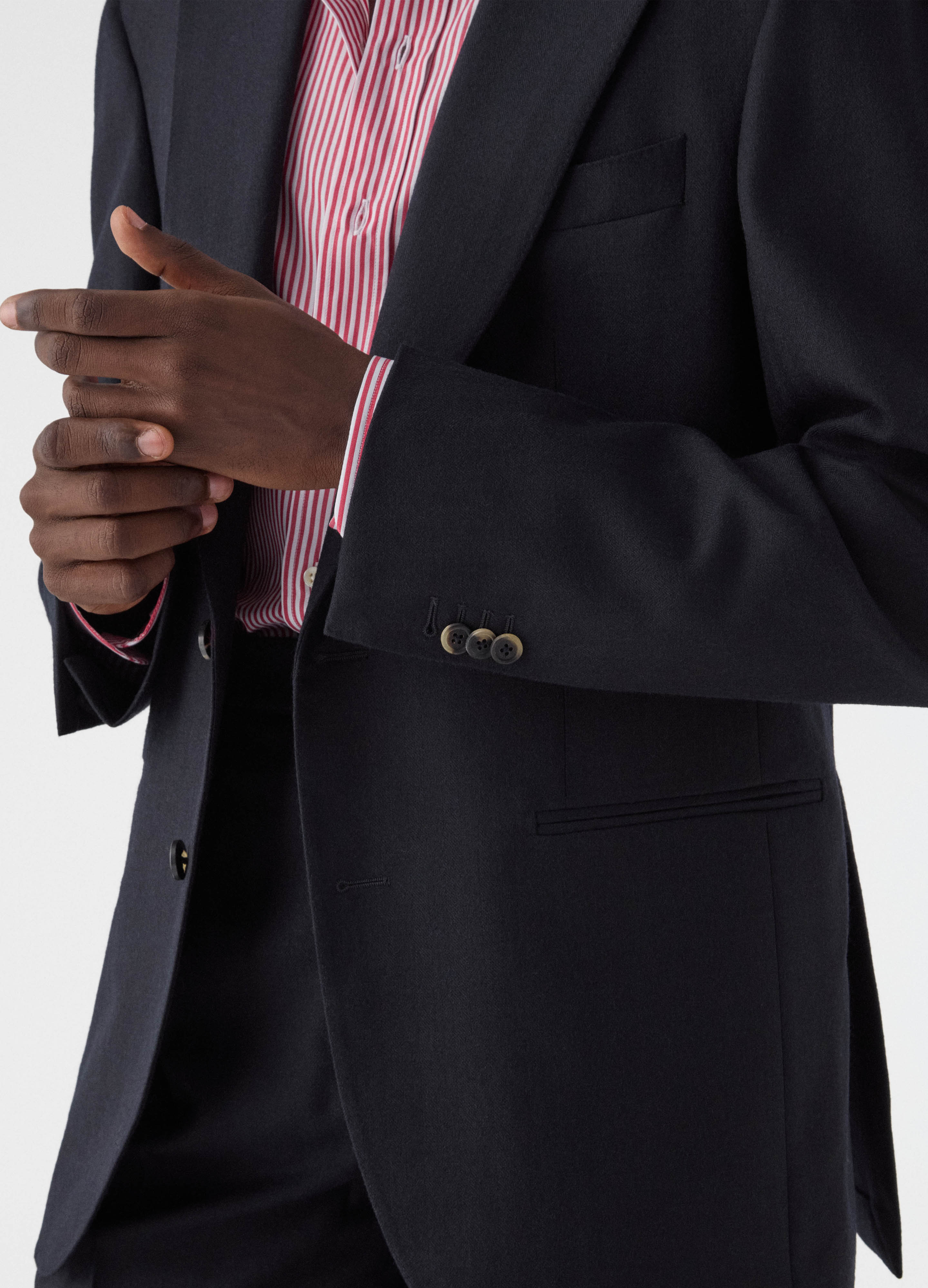 Don Herringbone Suit Jacket - Navy - Image 4