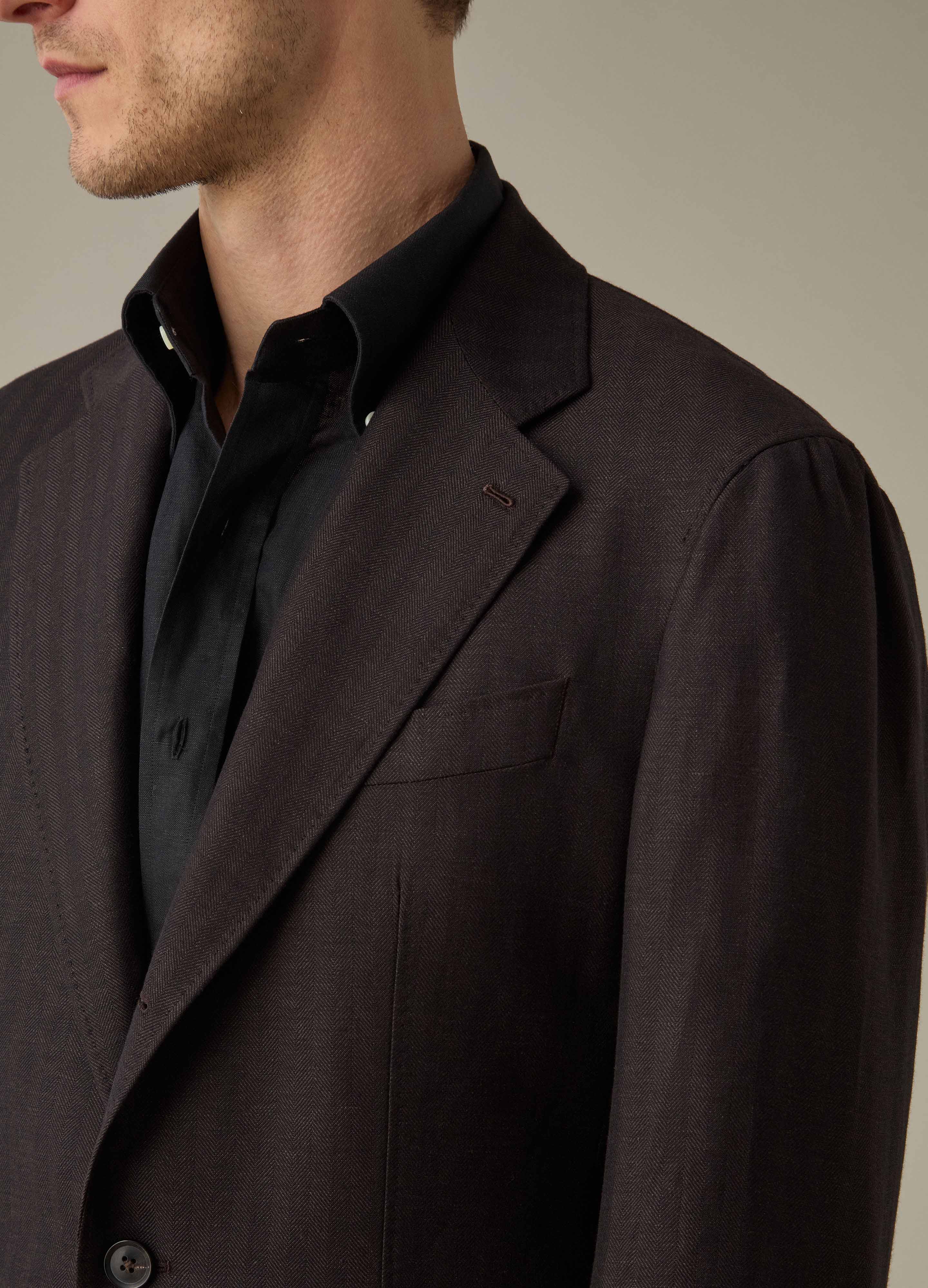 Don Sport Herringbone Jacket - Dark Chocolate - Image 3