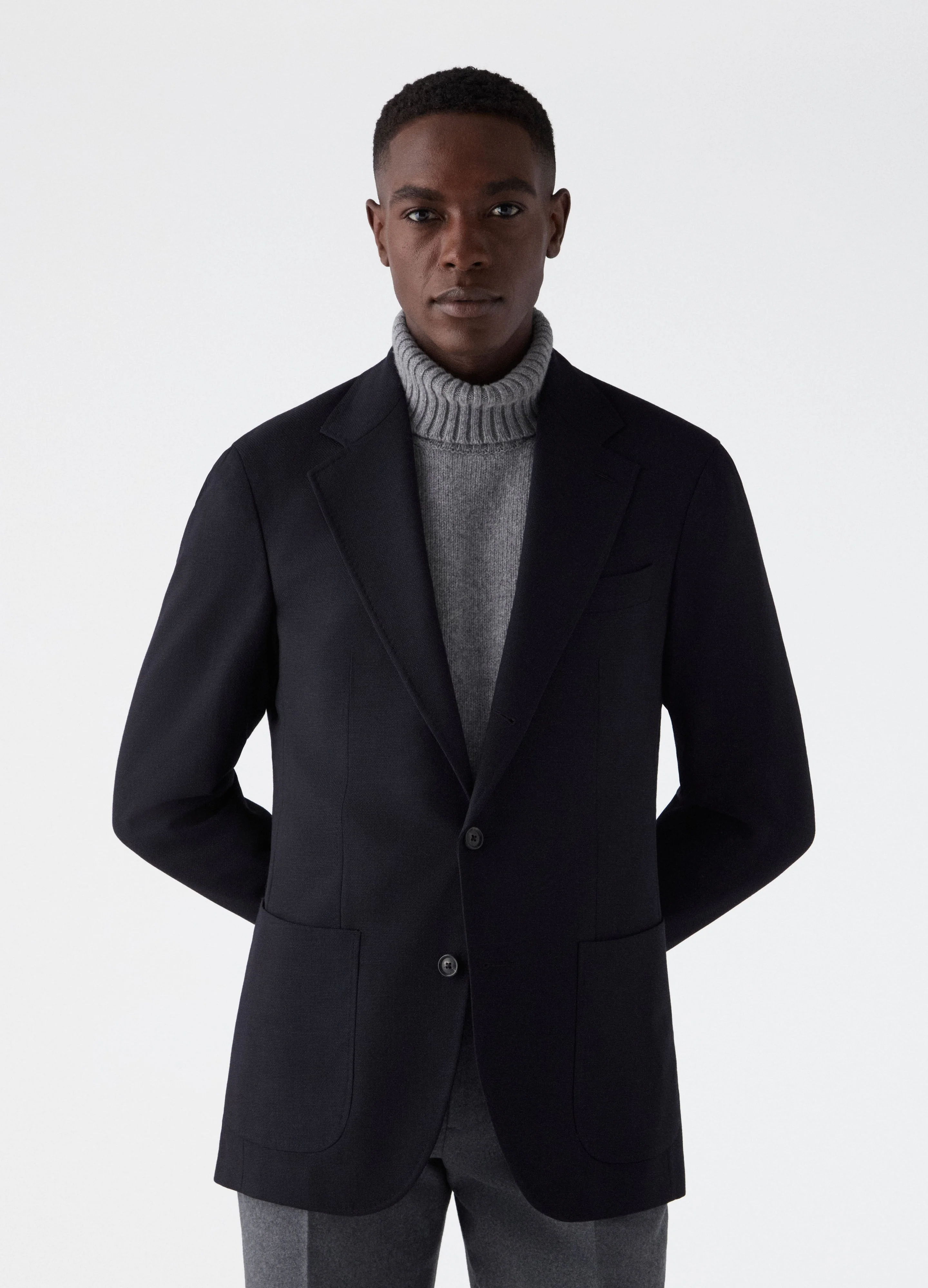 Don Sport Hopsack Blazer - Navy