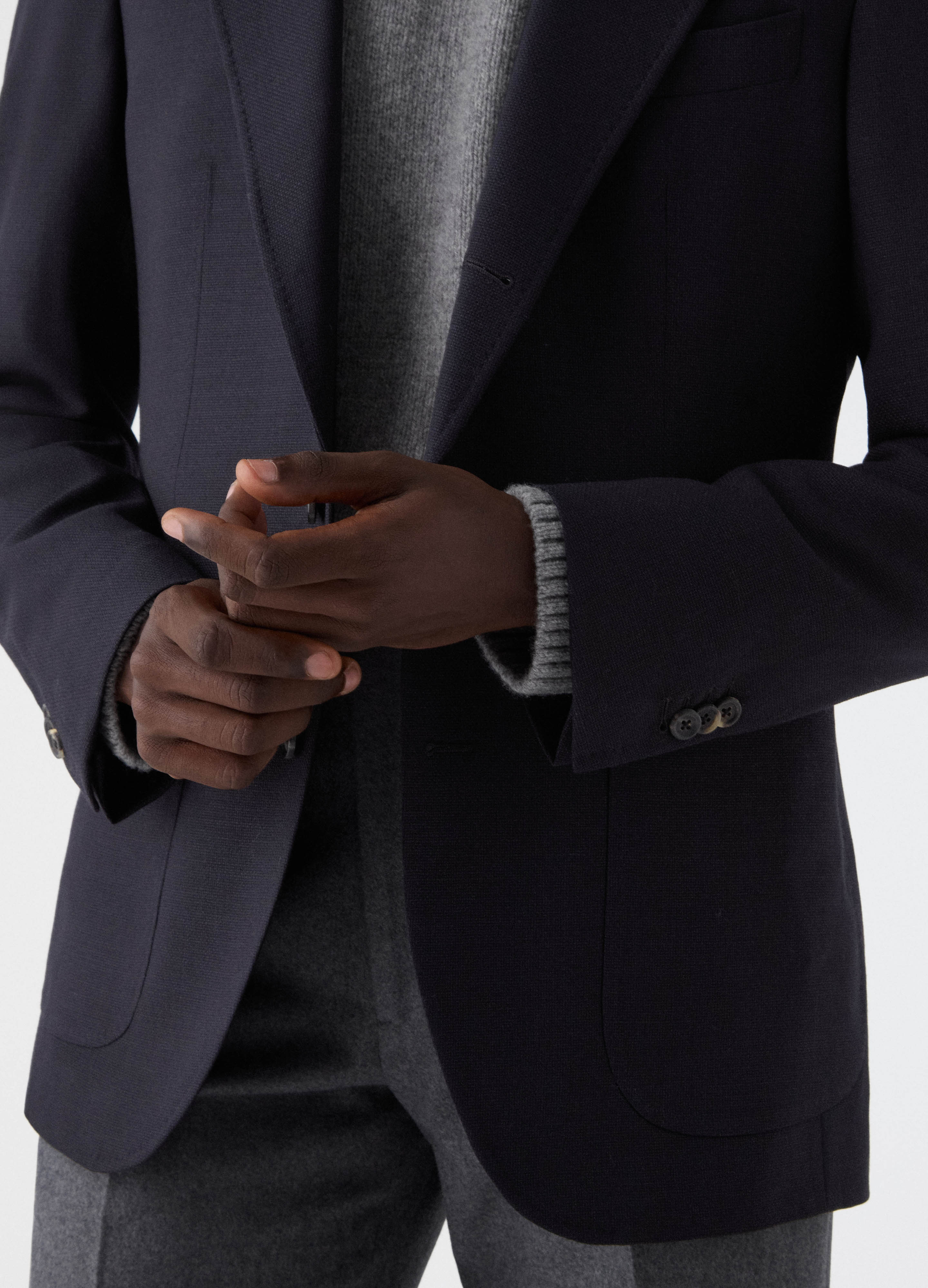 Don Sport Hopsack Blazer - Navy - Image 3