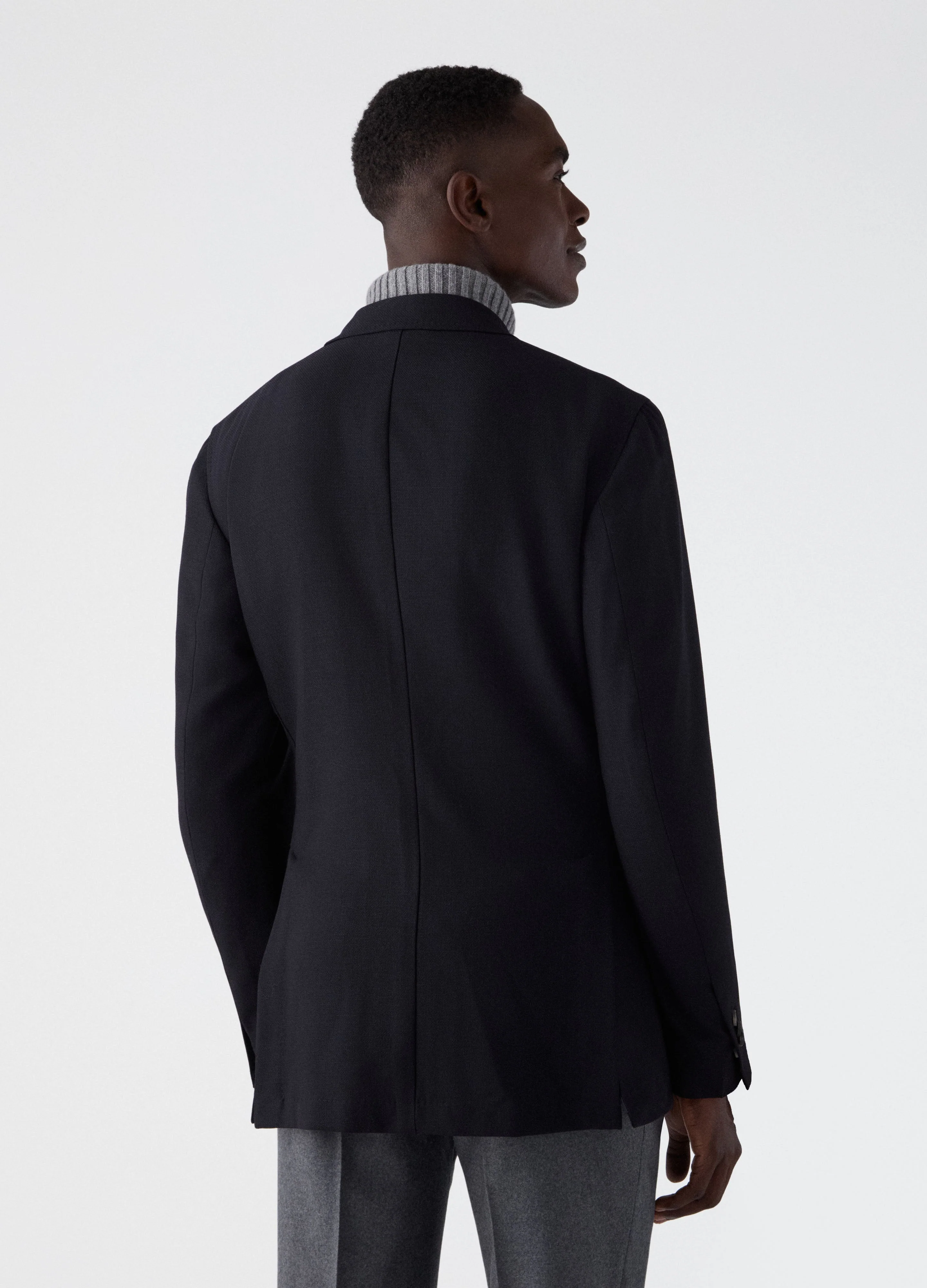 Don Sport Hopsack Blazer - Navy - Image 4