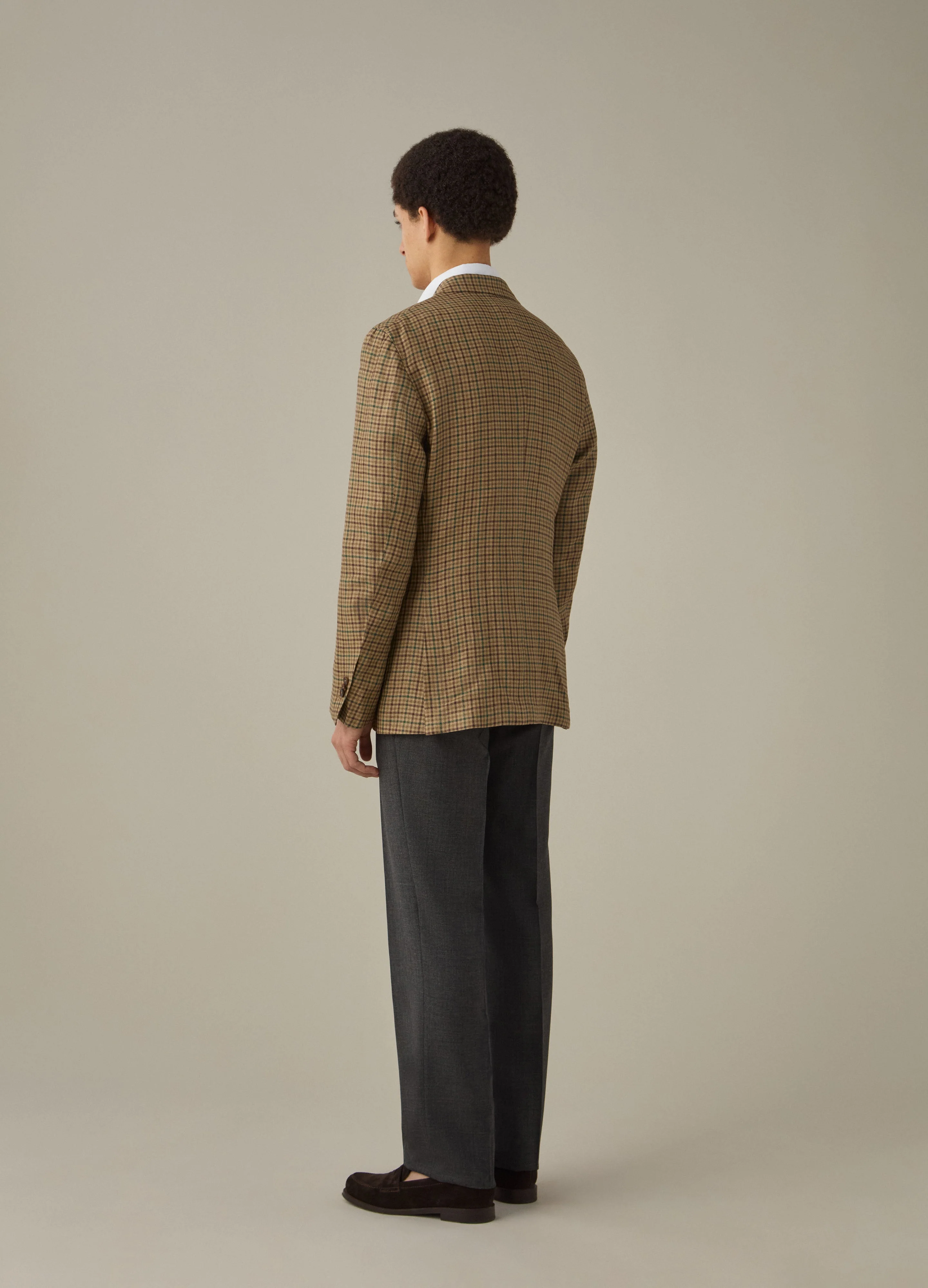 Don Sport Linen Gunclub Jacket - Brown/Green - Image 3