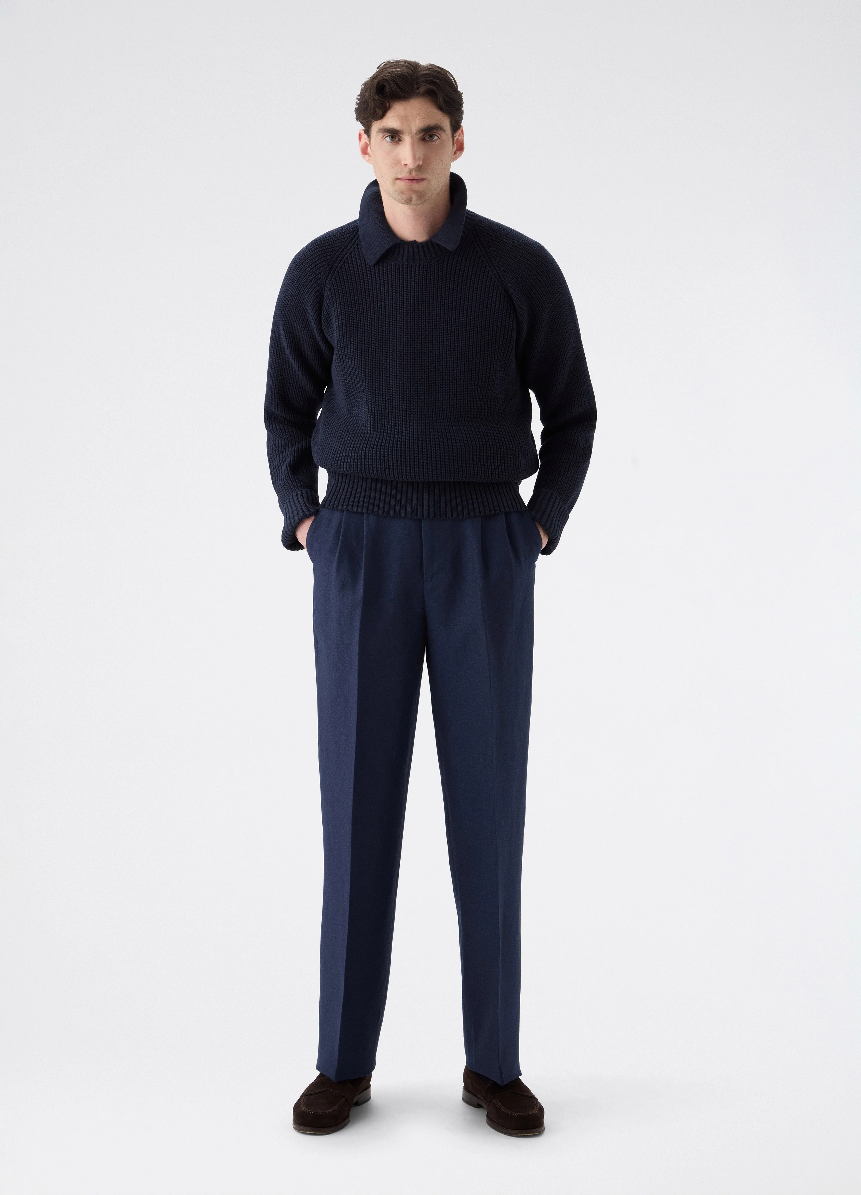 Don Sport Wool/Linen Suit Jacket - Navy - Image 7