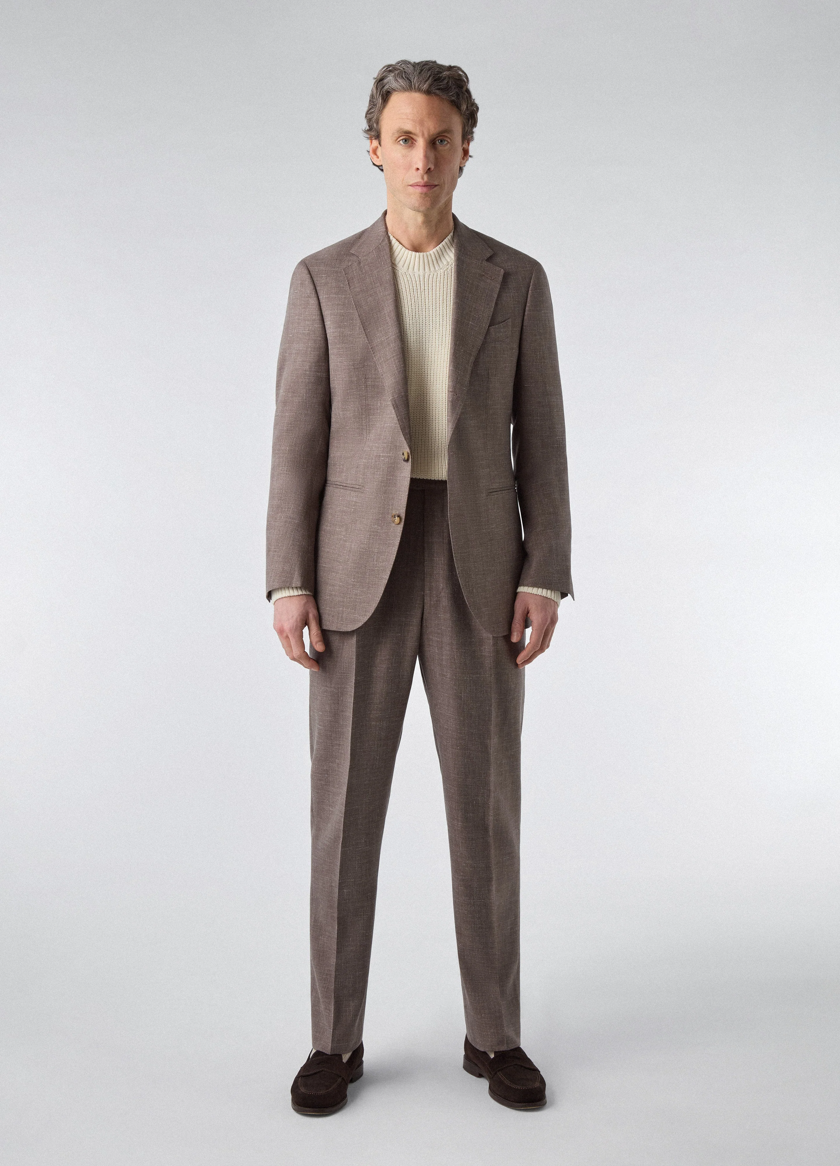 Don Wool/Silk/Linen Suit - Taupe