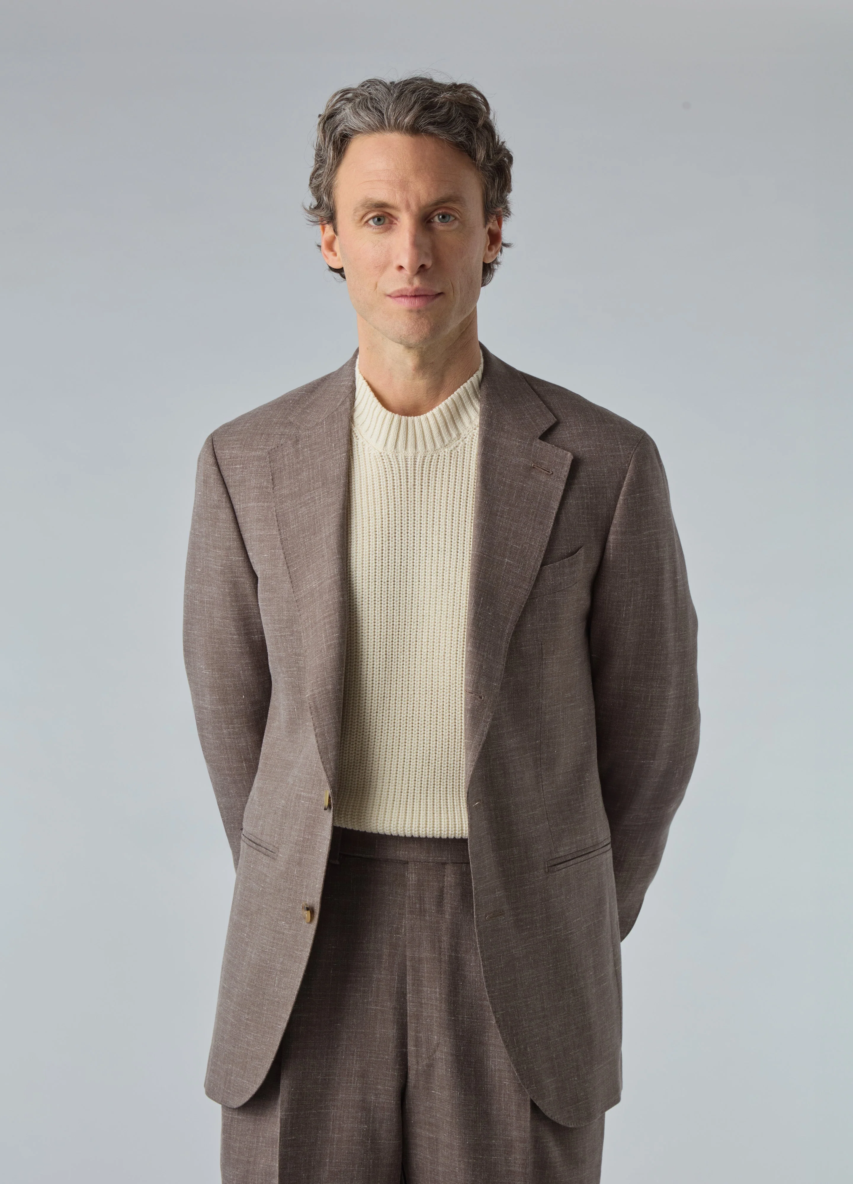 Don Wool/Silk/Linen Suit - Taupe - Image 3