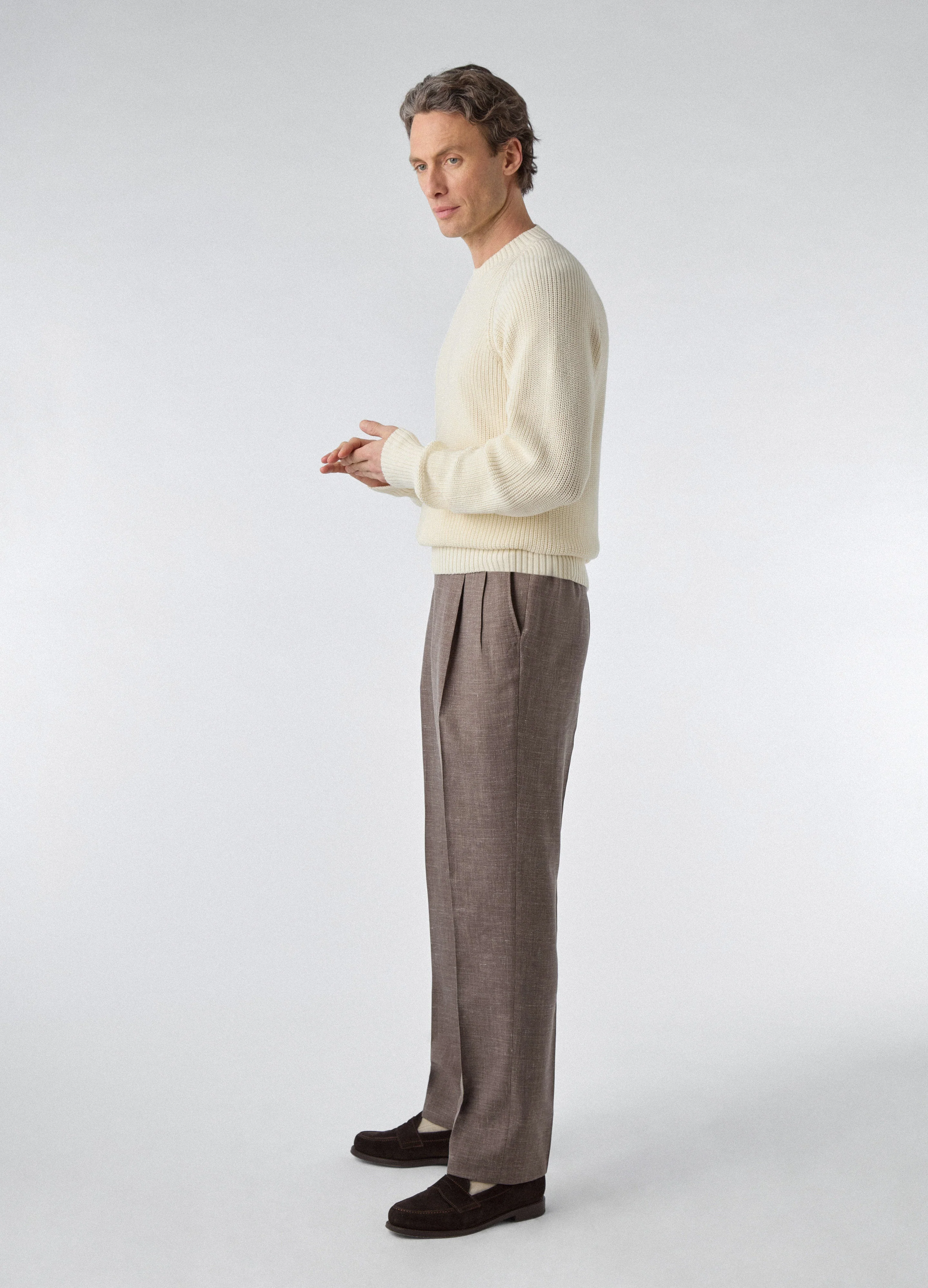 Don Wool/Silk/Linen Suit - Taupe - Image 6