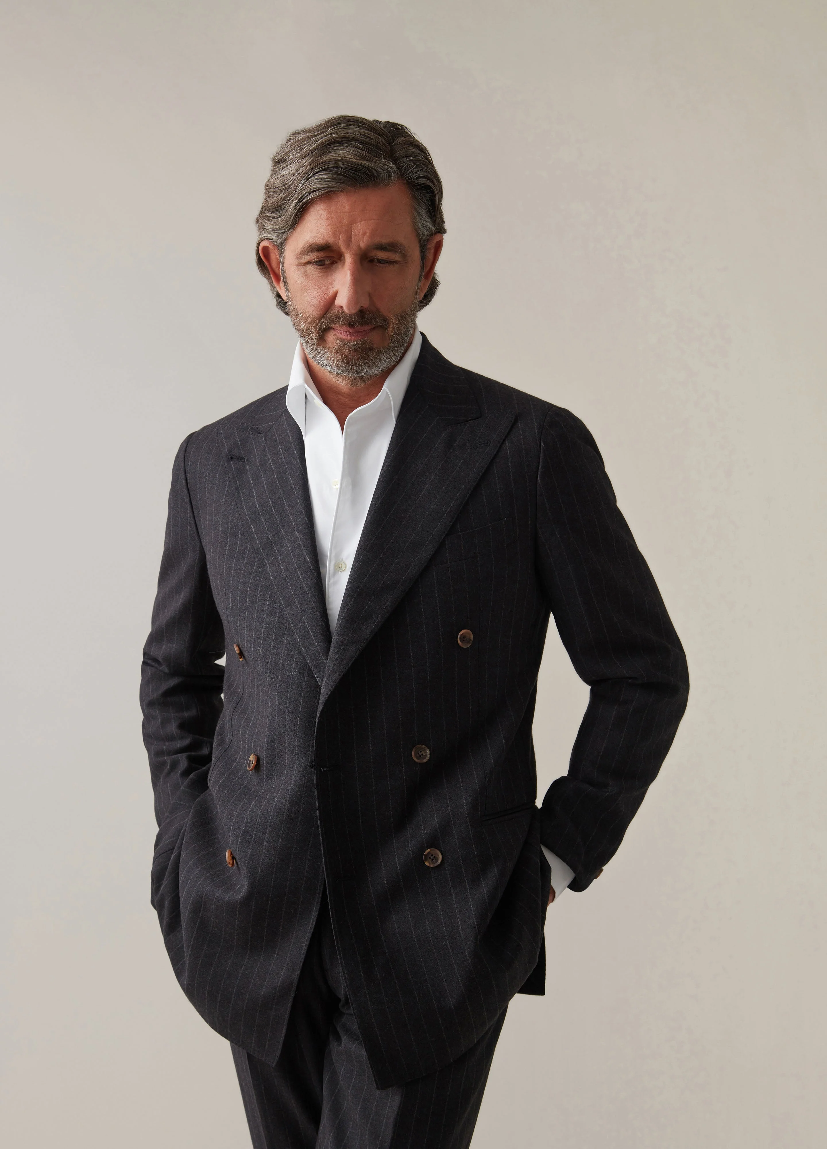Dylan DB Chalk Stripe Blazer - Charcoal - Image 3